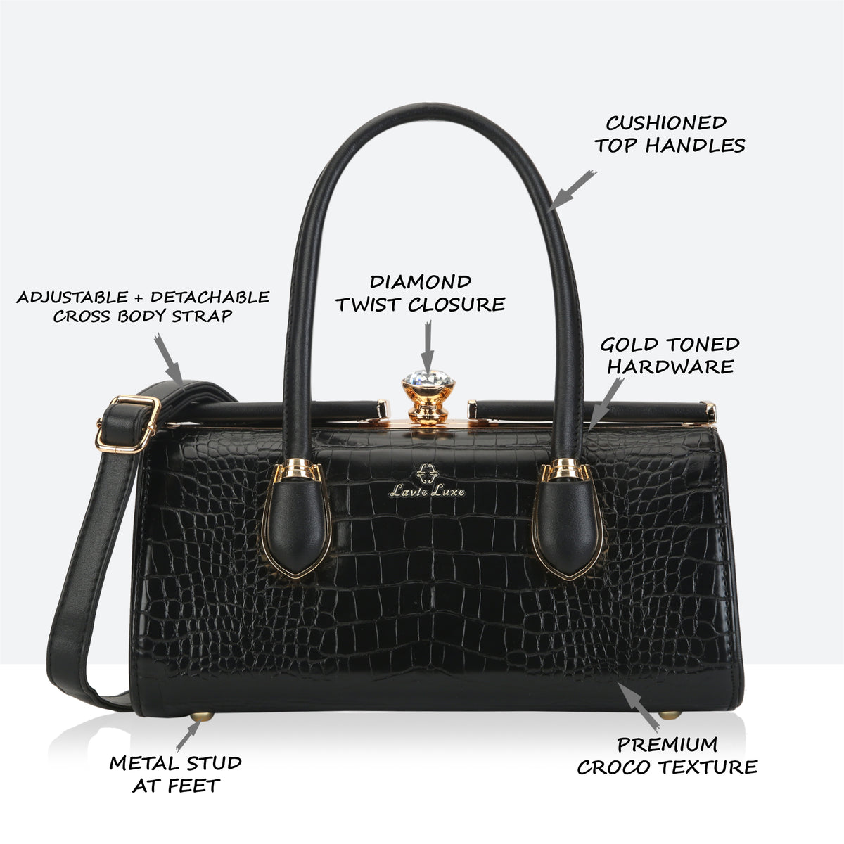 Dazzle Medium Black Handbag