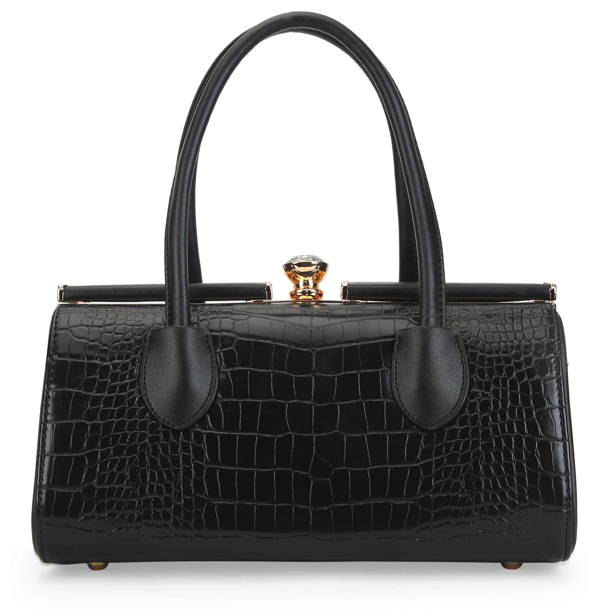 Lavie Luxe Black Medium Women's Dazzle Frame Satchel Bag
