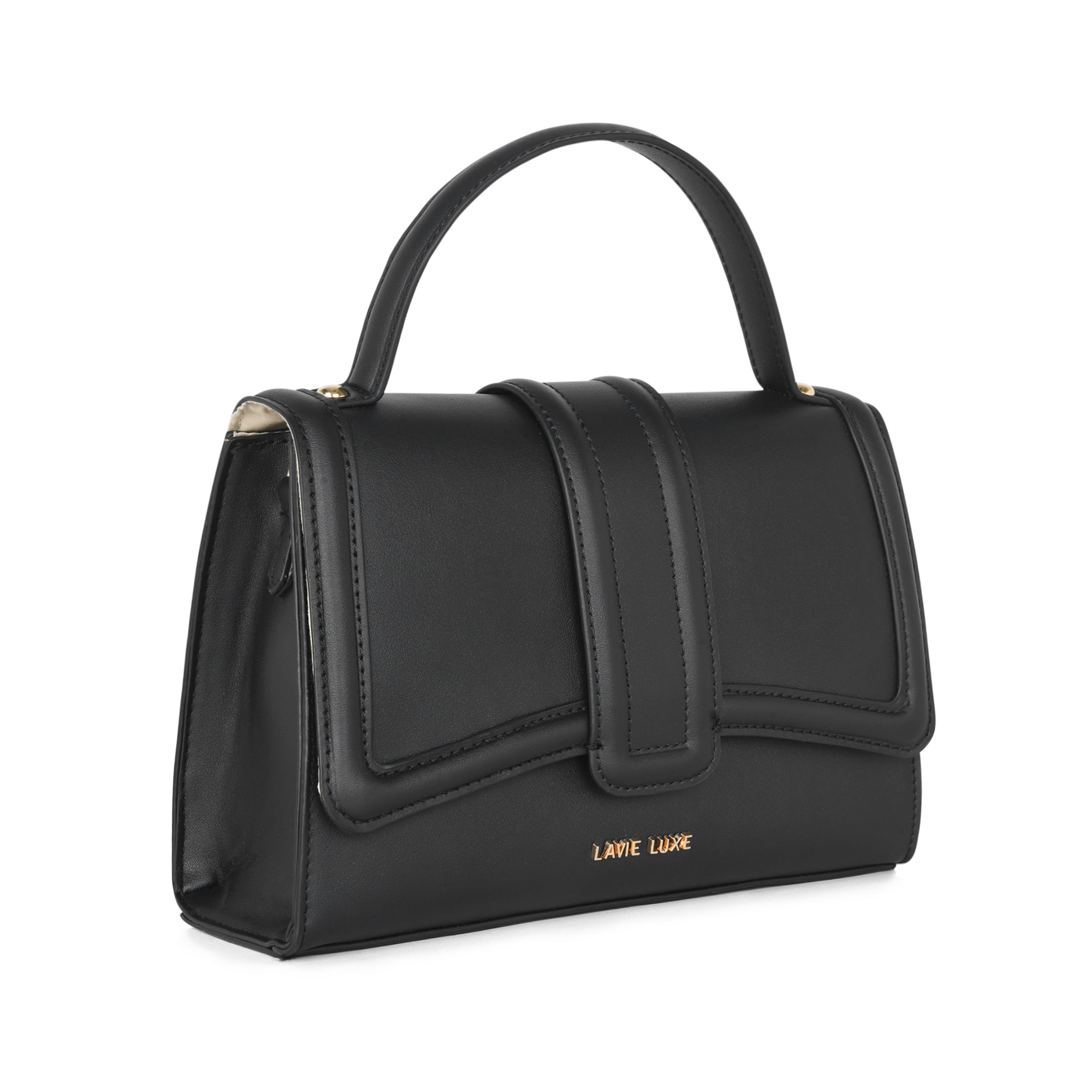 Lavie Luxe Black Medium Women's Bubble Flap Satchel Bag
