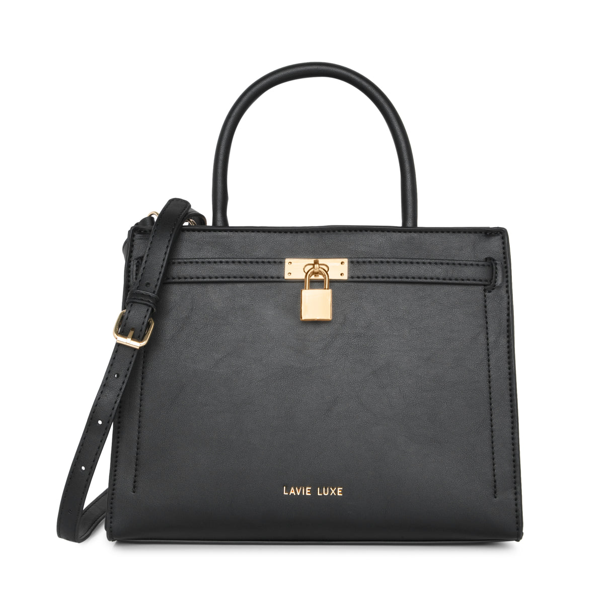 Lavie Luxe Black Medium Women's Lock Satchel Bag