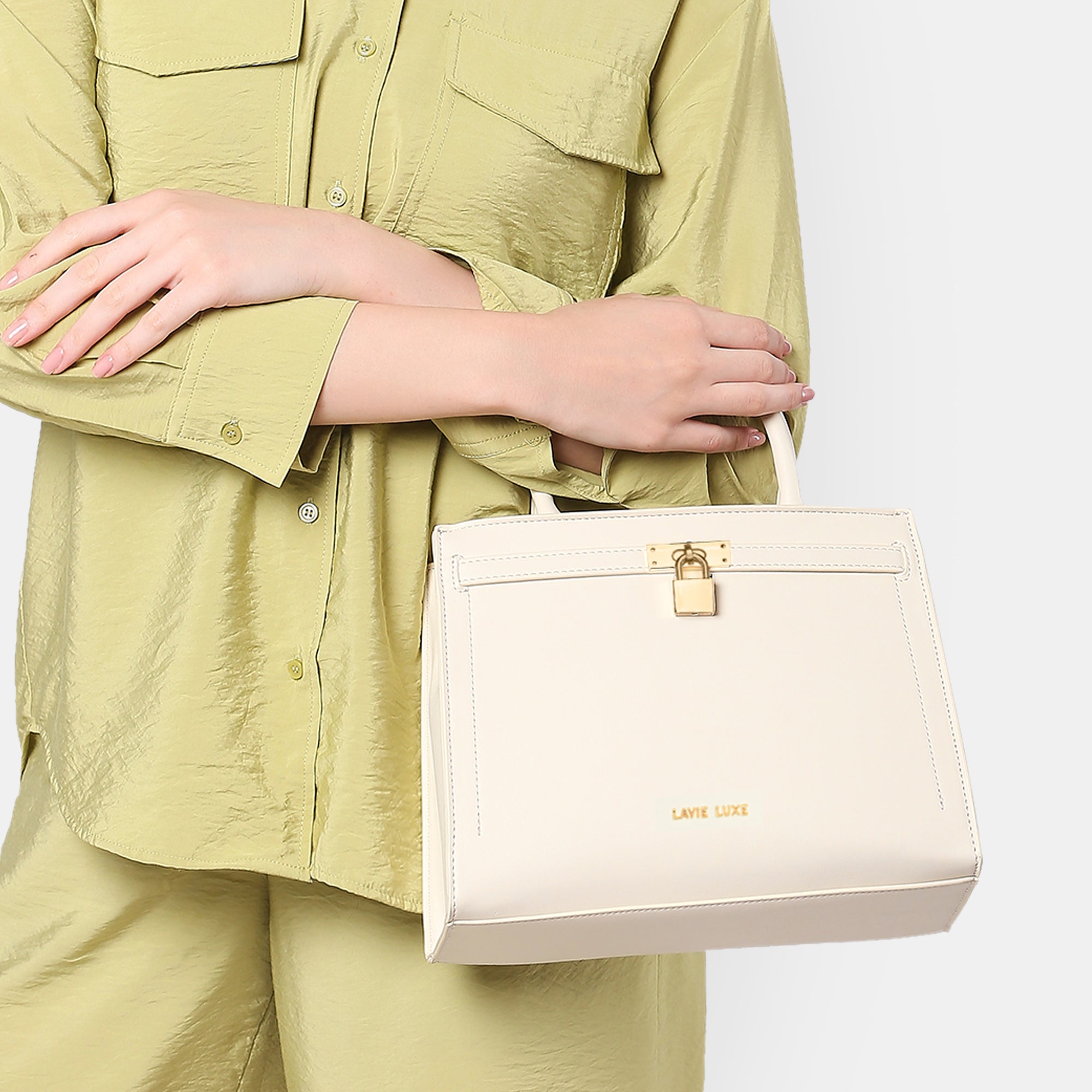 Off Medium Lock Satchel Bag