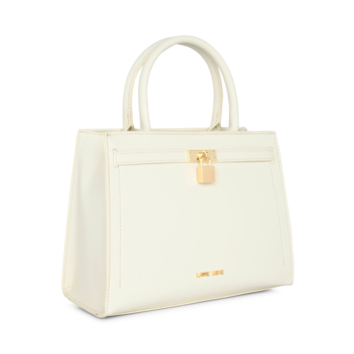 Lavie Luxe Off White Medium Women's Lock Satchel Bag