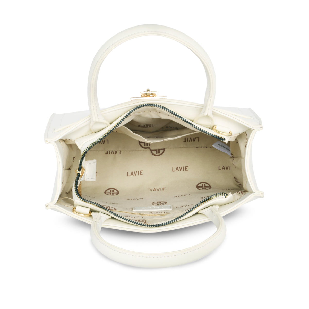 Lavie Luxe Off White Medium Women's Lock Satchel Bag