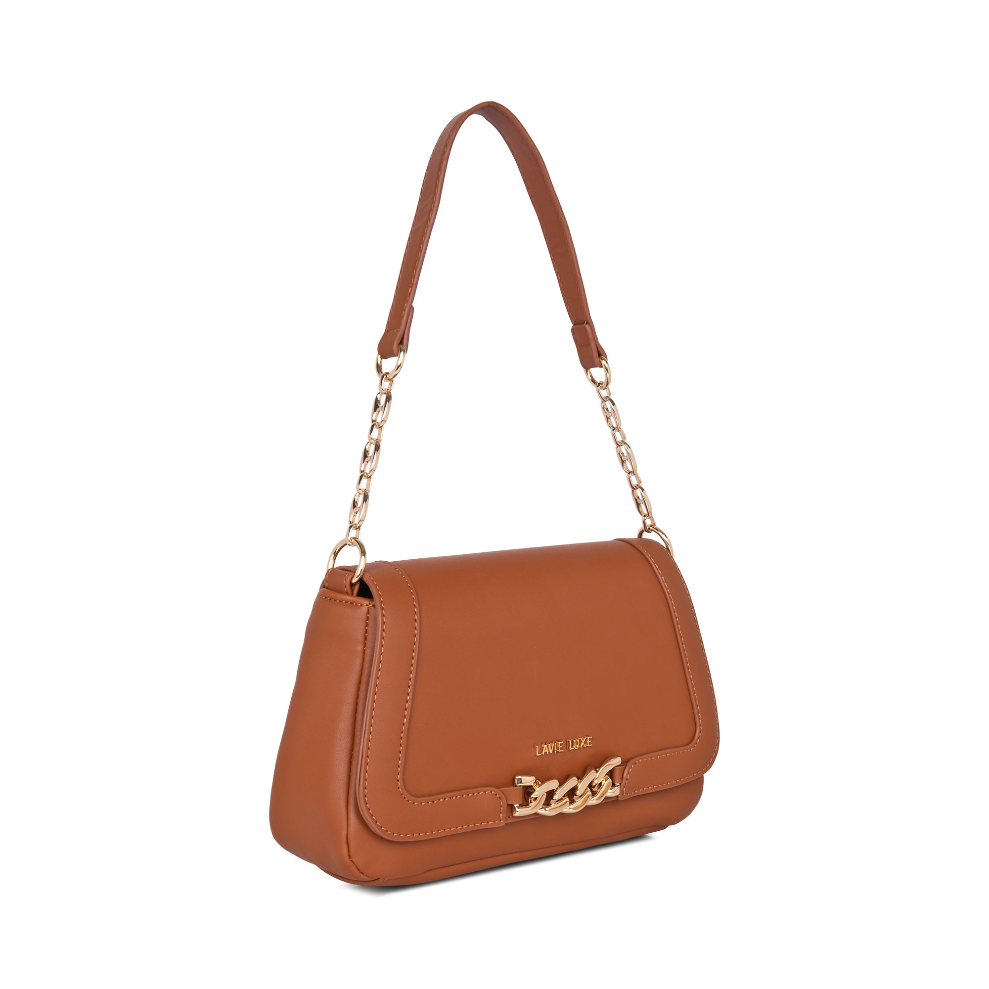 Lavie Luxe Tan Medium Women's Chain Hobo Bag