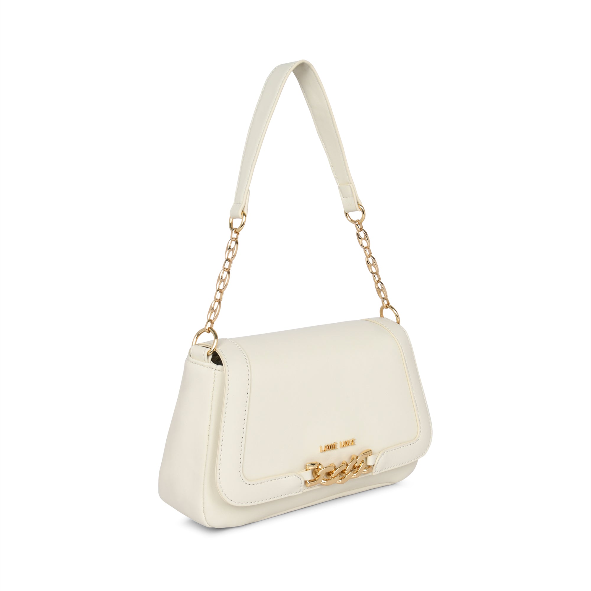 Lavie Luxe Off White Medium Women's Chain Hobo Bag