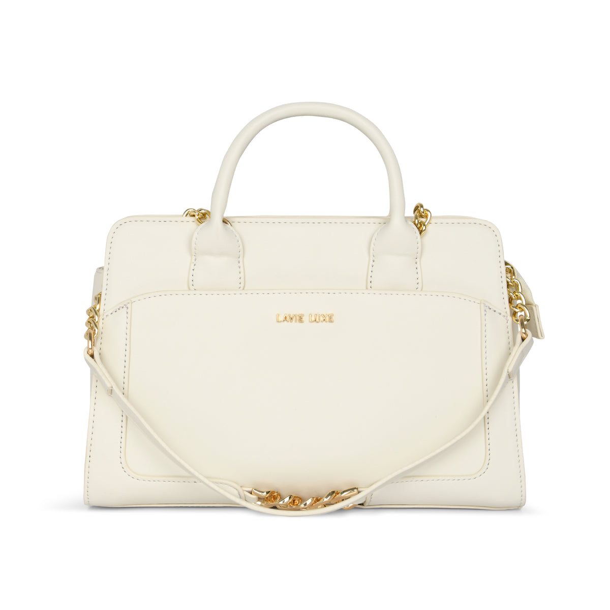 Lavie Luxe Off White Medium Women's Chain Satchel Bag