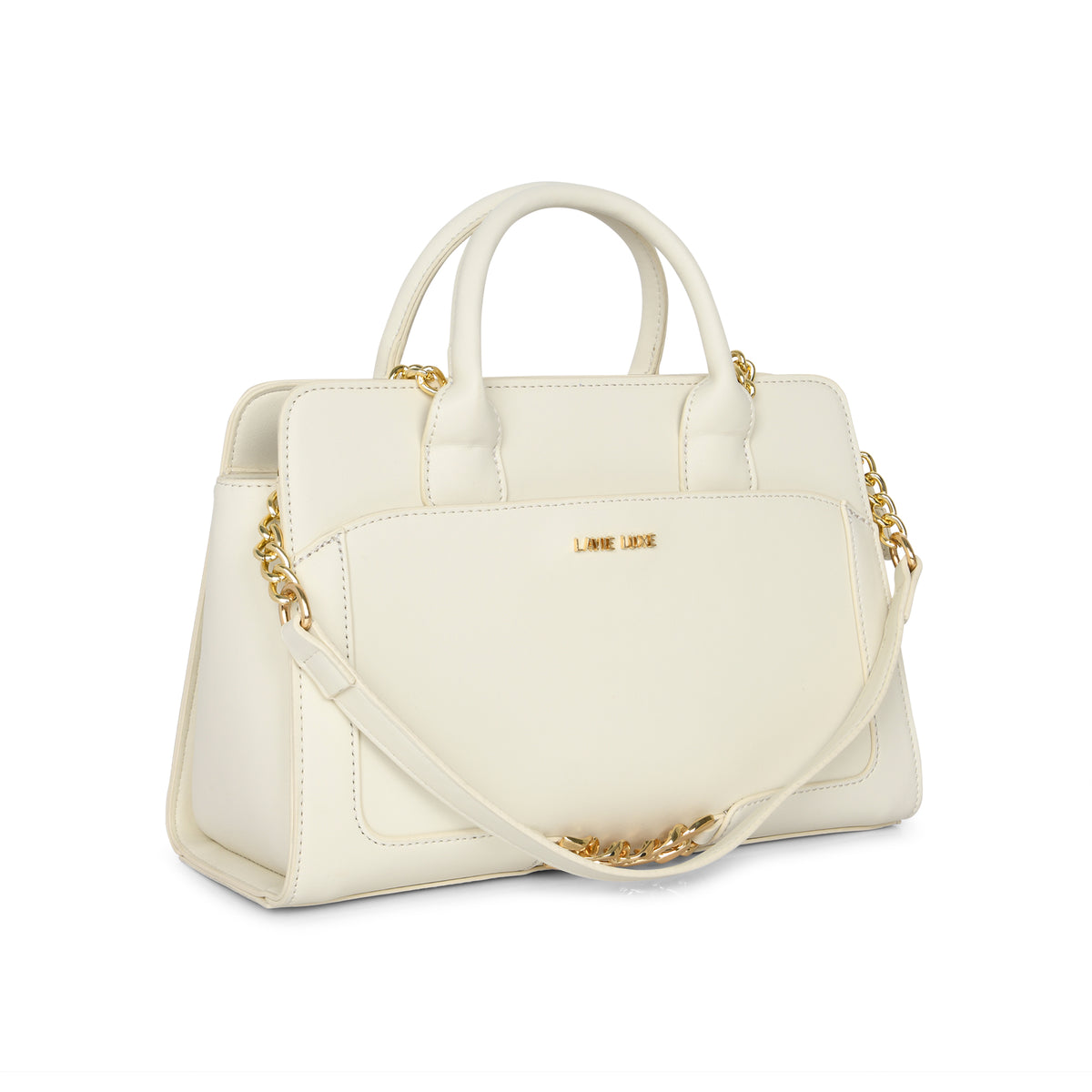 Lavie Luxe Off White Medium Women's Chain Satchel Bag