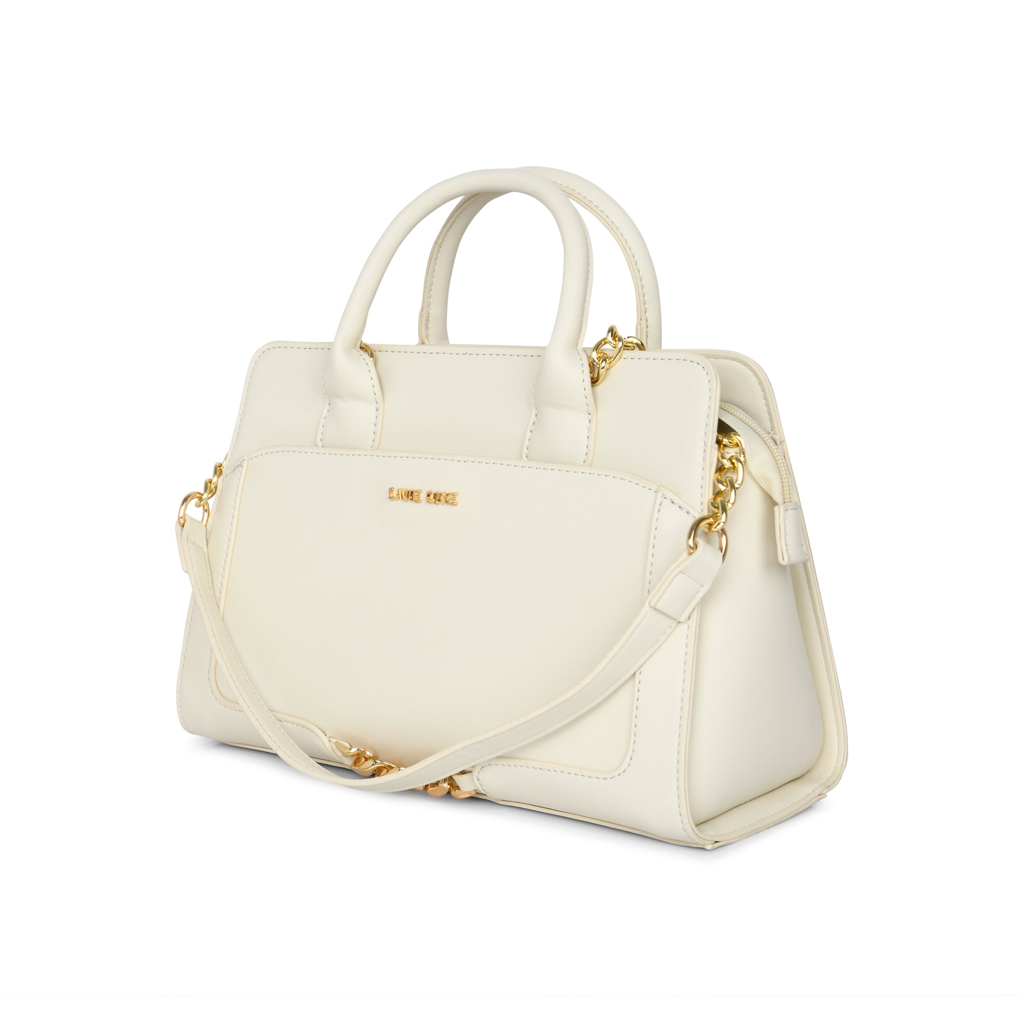 Lavie Luxe Off White Medium Women's Chain Satchel Bag