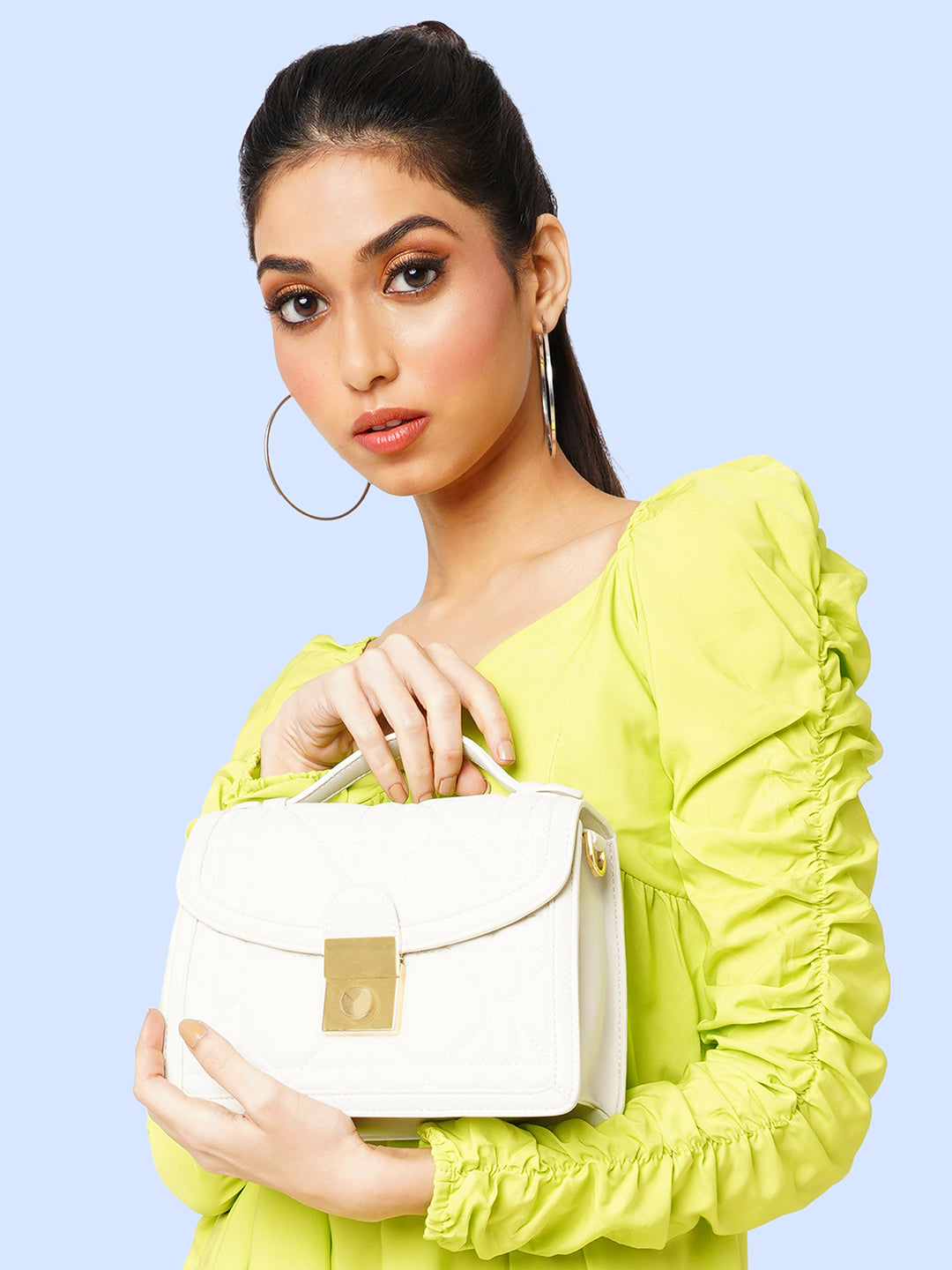 Lavie Luxe Off White Small Women's Dioflap Satchel Bag