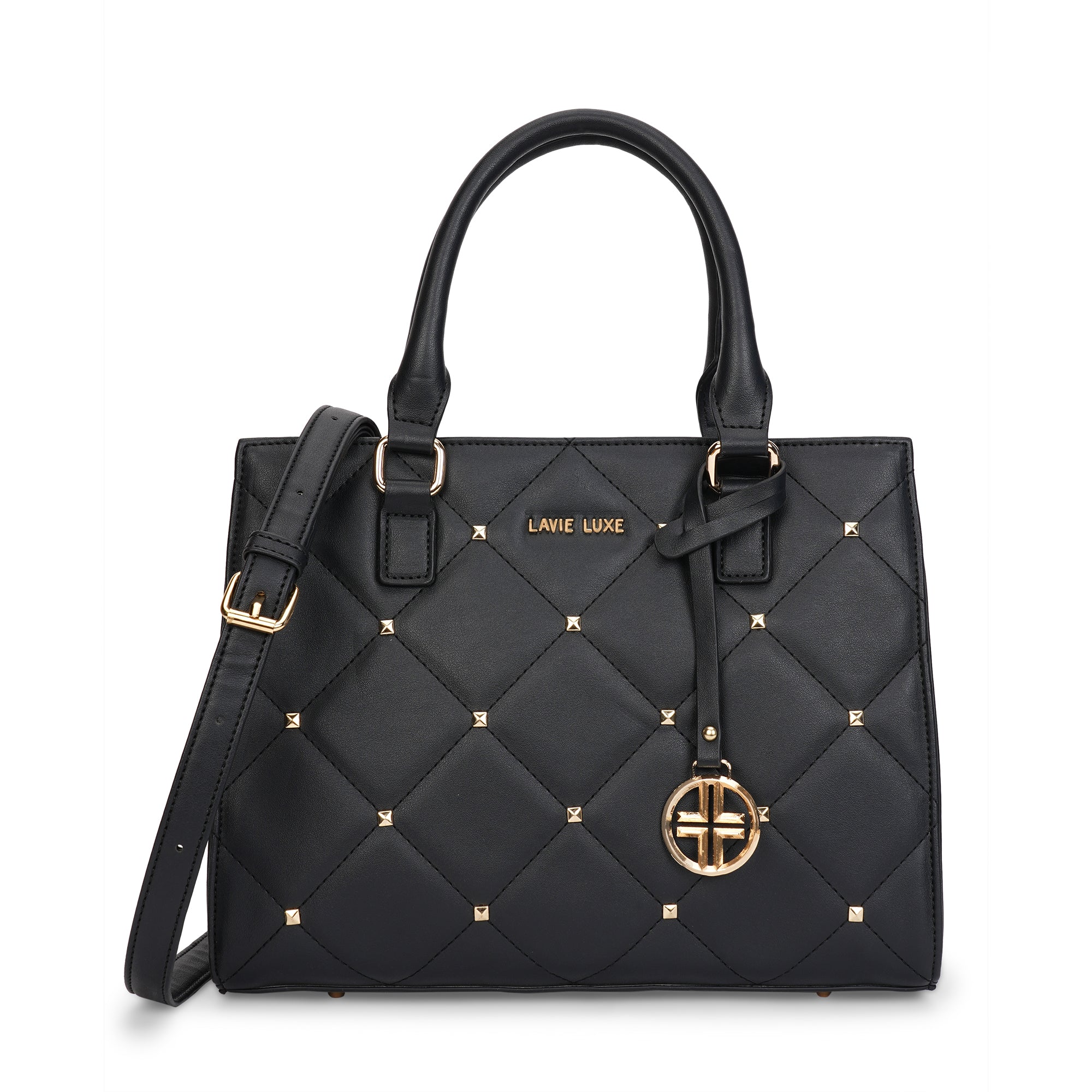 Lavie Luxe Black Medium Women's Stud Shelly Satchel Bag