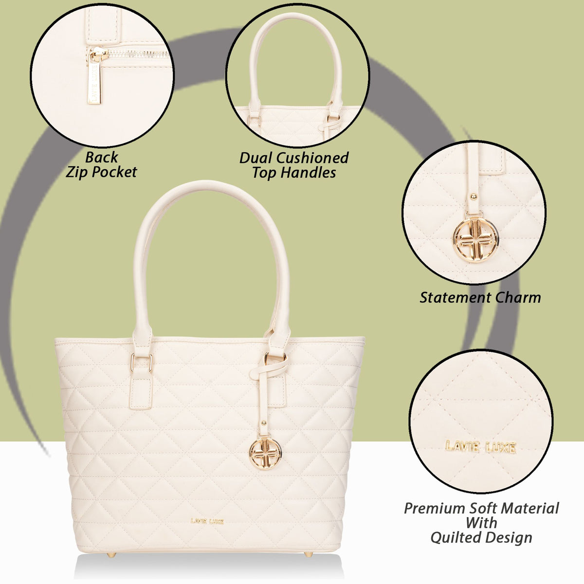 Lavie Luxe Off White Large Women's Dia Sherry Tote Bag