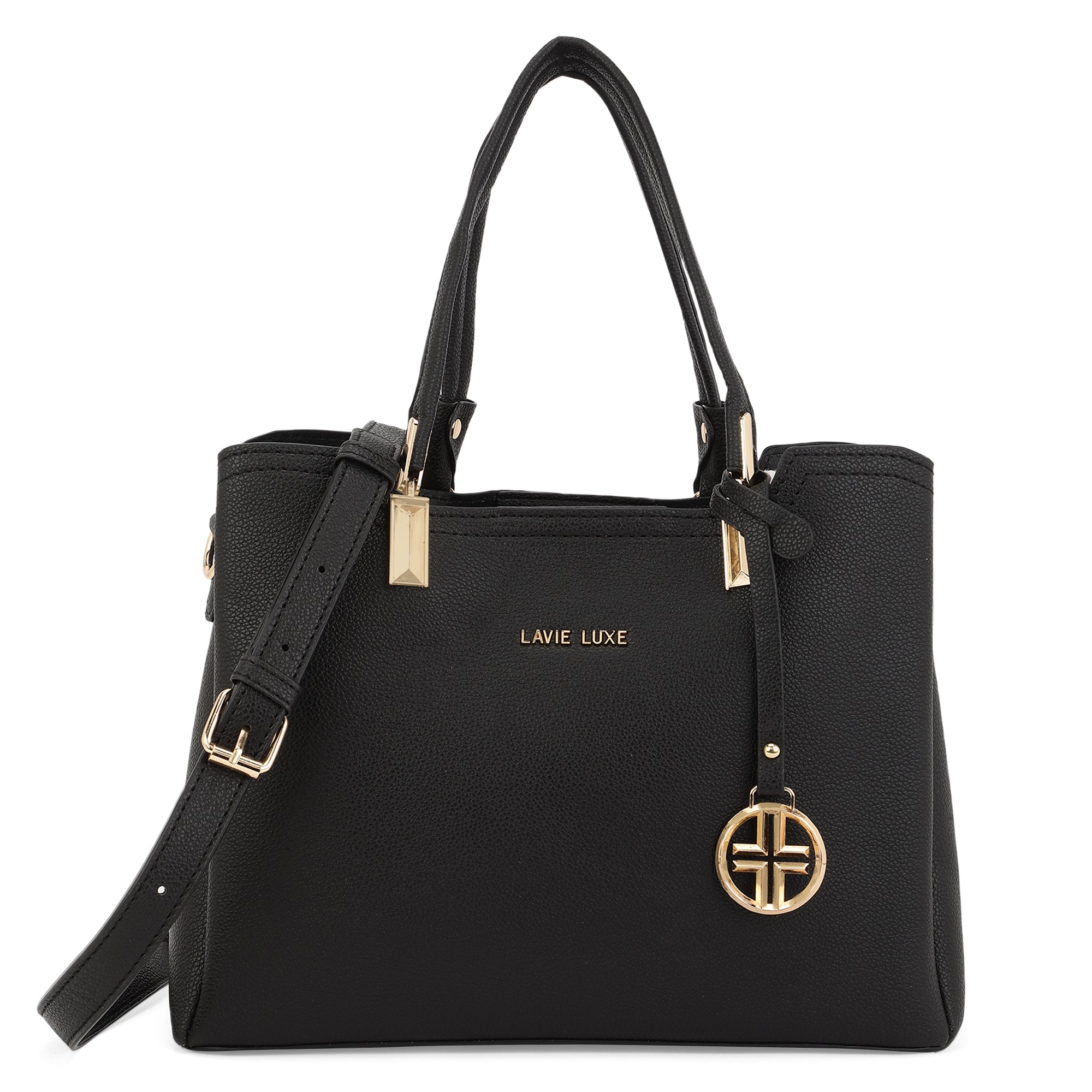 Lavie Luxe Black Medium Women's Azura 23 3 Compartments Satchel Bag