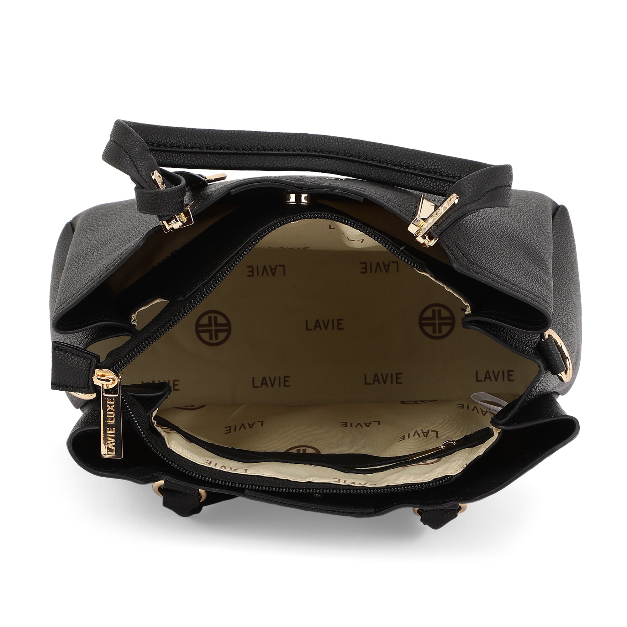 Lavie Luxe Black Medium Women's Azura 23 3 Compartments Satchel Bag