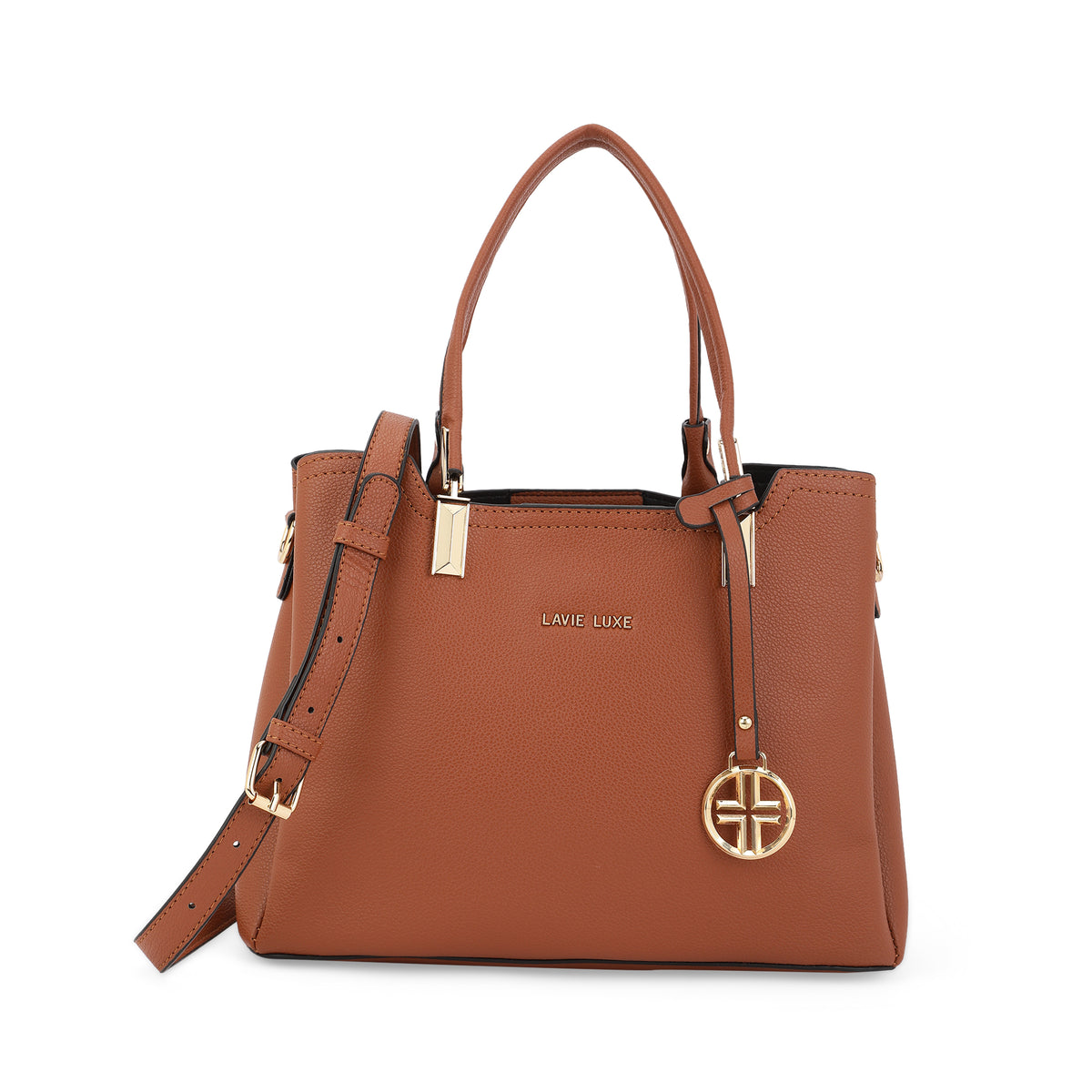 Lavie Luxe Tan Medium Women's Azura 23 3 Compartments Satchel Bag