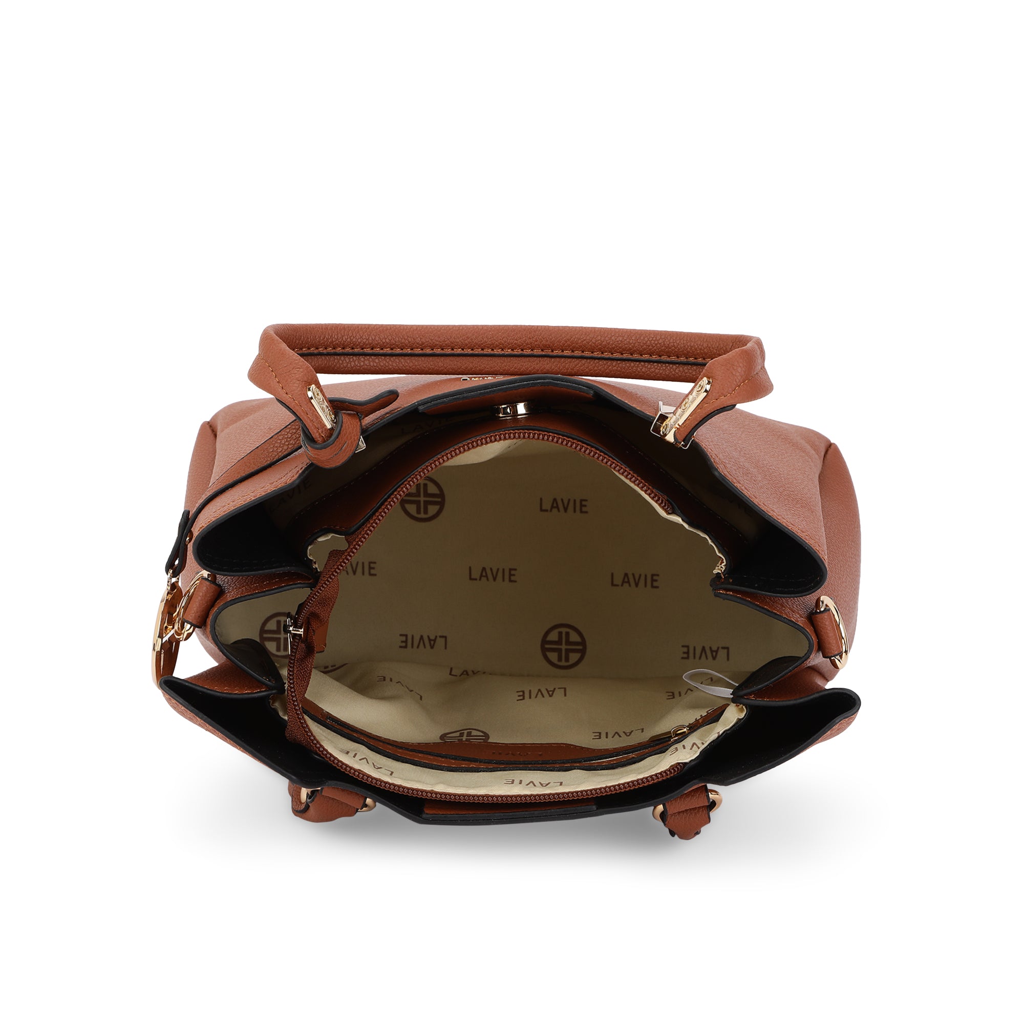 Lavie Luxe Tan Medium Women's Azura 23 3 Compartments Satchel Bag