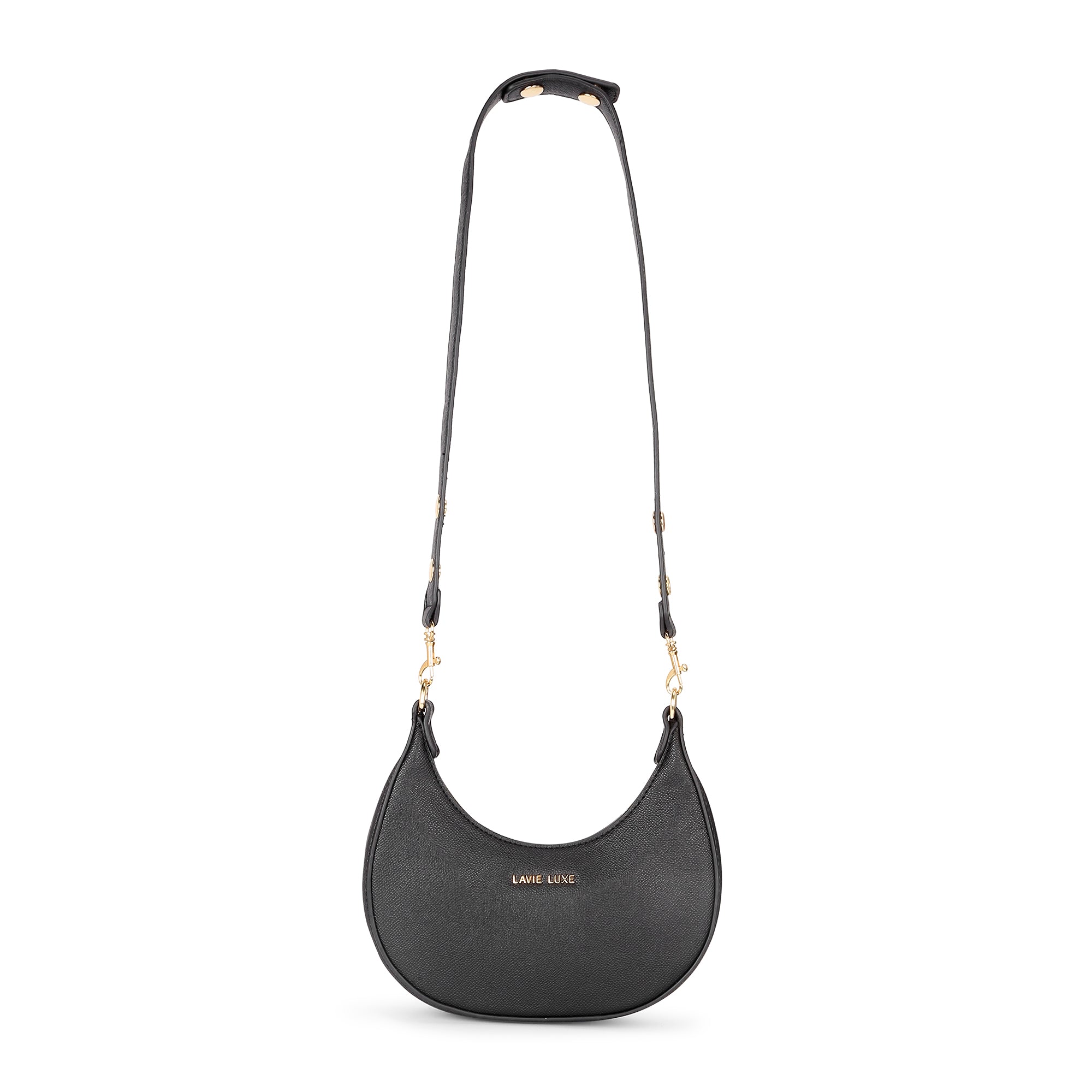 Lavie Luxe Black Small Women's Cres Hobo Bag