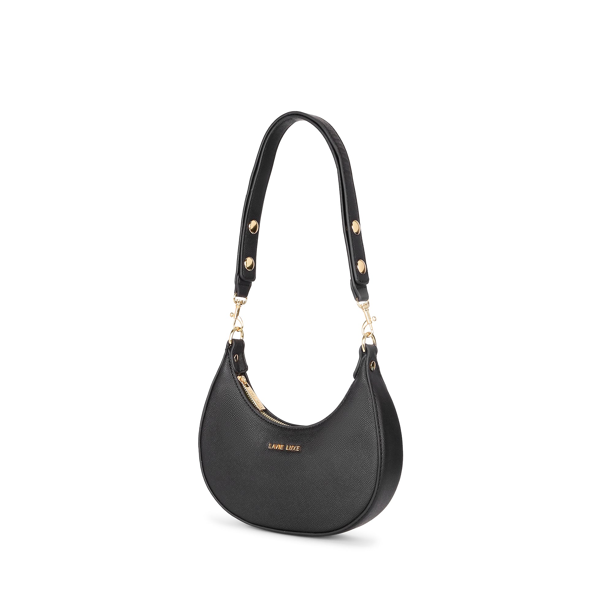 Lavie Luxe Black Small Women's Cres Hobo Bag