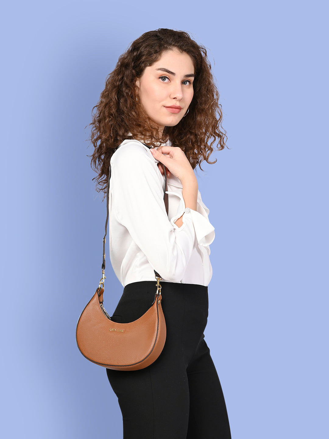 Lavie Luxe Tan Small Women's Cres Hobo Bag