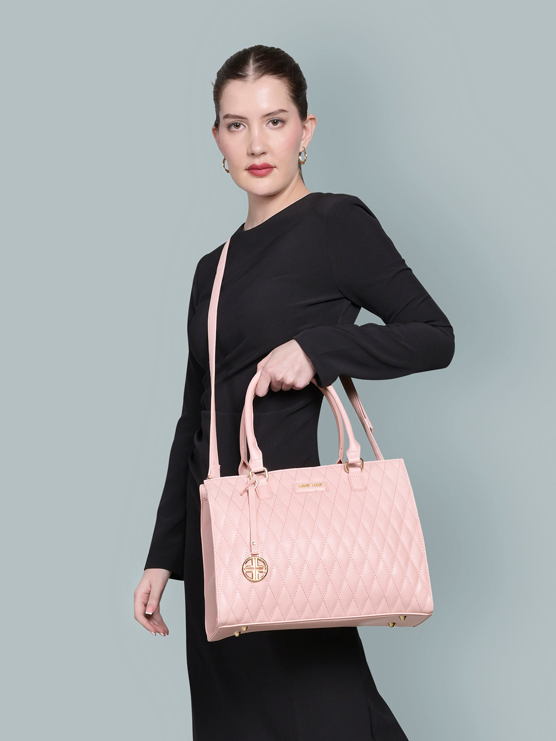 Lavie Luxe Light Pink Large Women's Shelqi Satchel Bag
