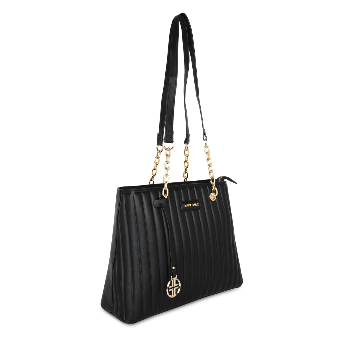Lavie Luxe Black Medium Women's Trapez Satchel Bag