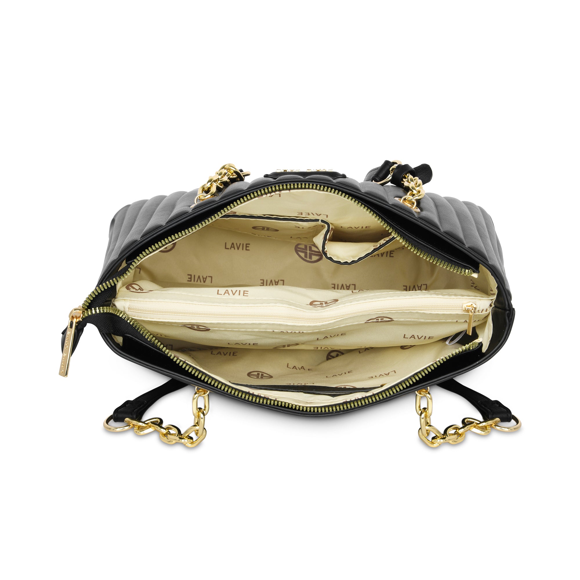 Lavie Luxe Black Medium Women's Trapez Satchel Bag