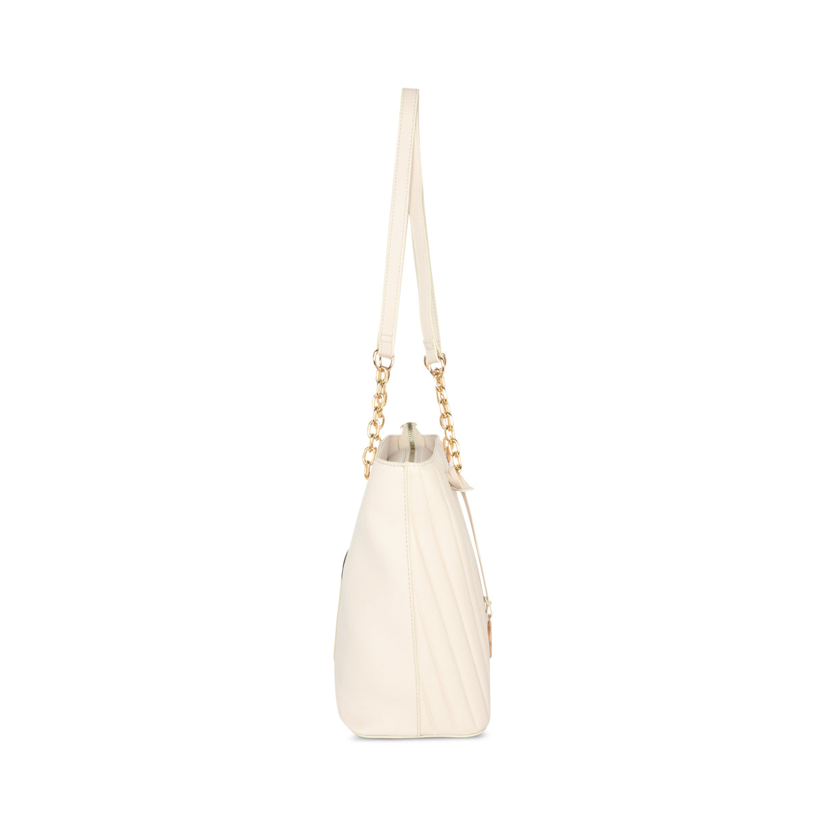Lavie Luxe Off White Medium Women's Trapez Satchel Bag