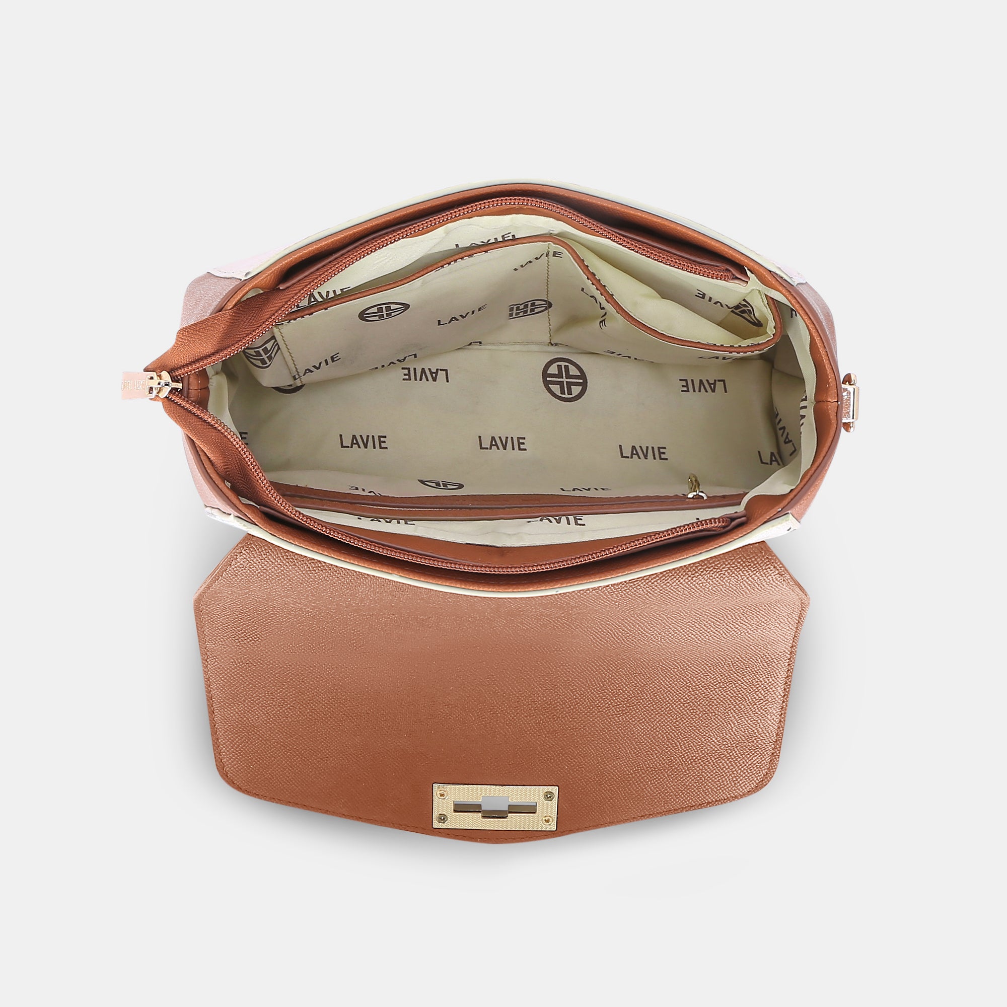 Lavie Luxe Pine Tan Small Women's Flap Satchel Handbag