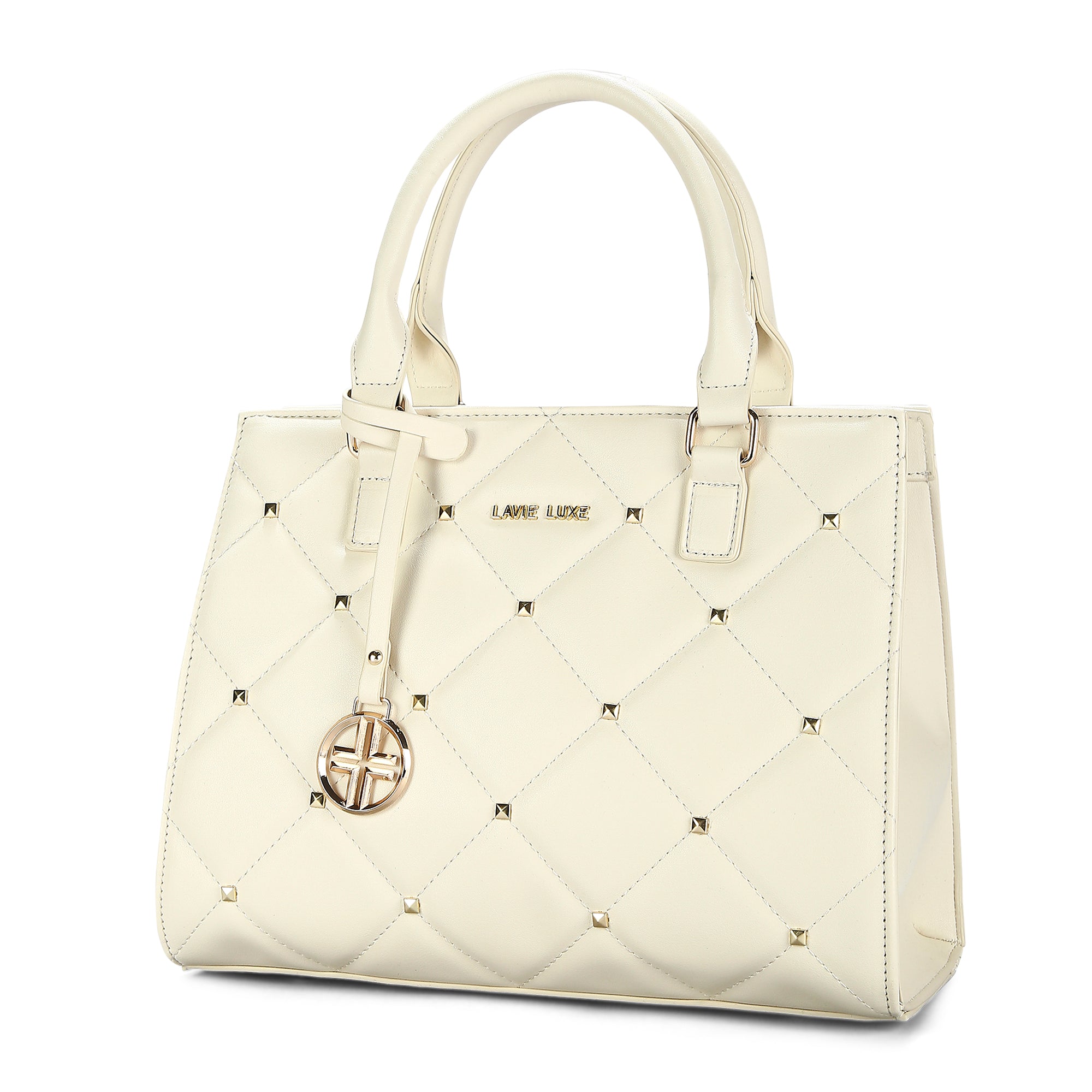 Lavie Luxe Stud Shelly Off White Medium Women's Satchel