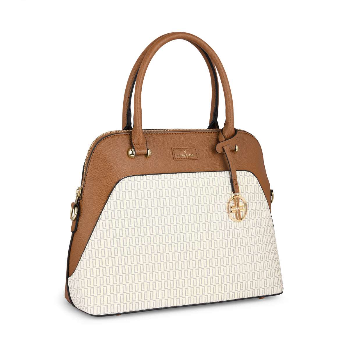 Lavie Luxe Monogram Valle Off White Medium Women's Satchel