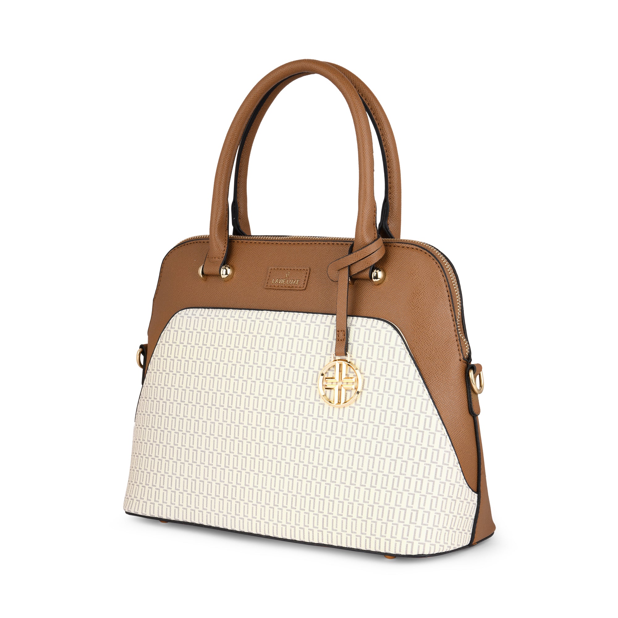 Lavie Luxe Monogram Valle Off White Medium Women's Satchel