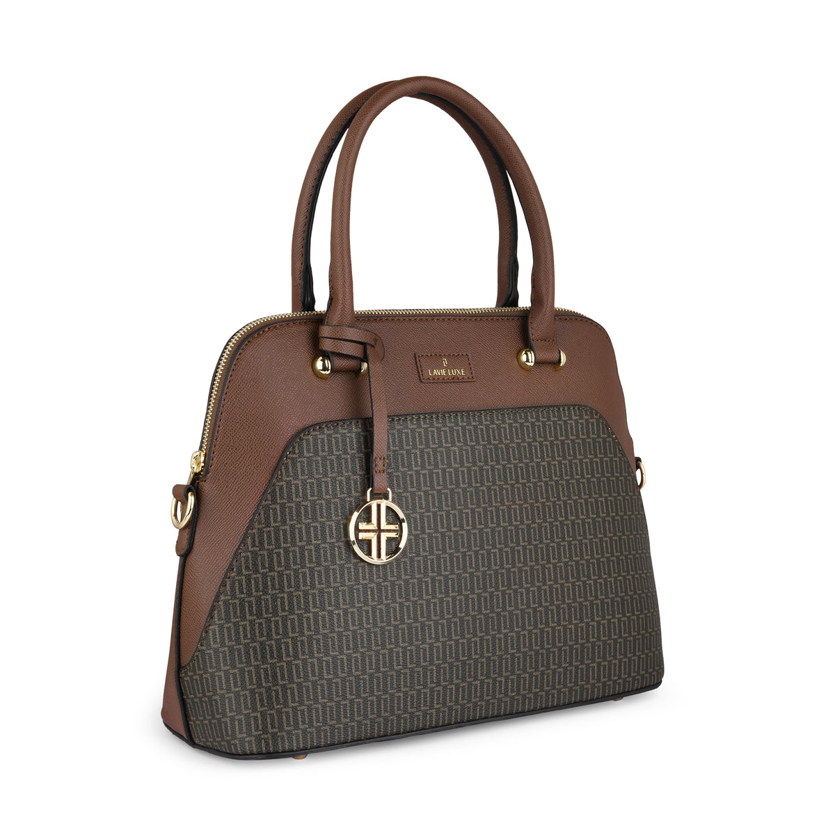 Lavie Luxe Monogram Valle Choco Medium Women's Satchel