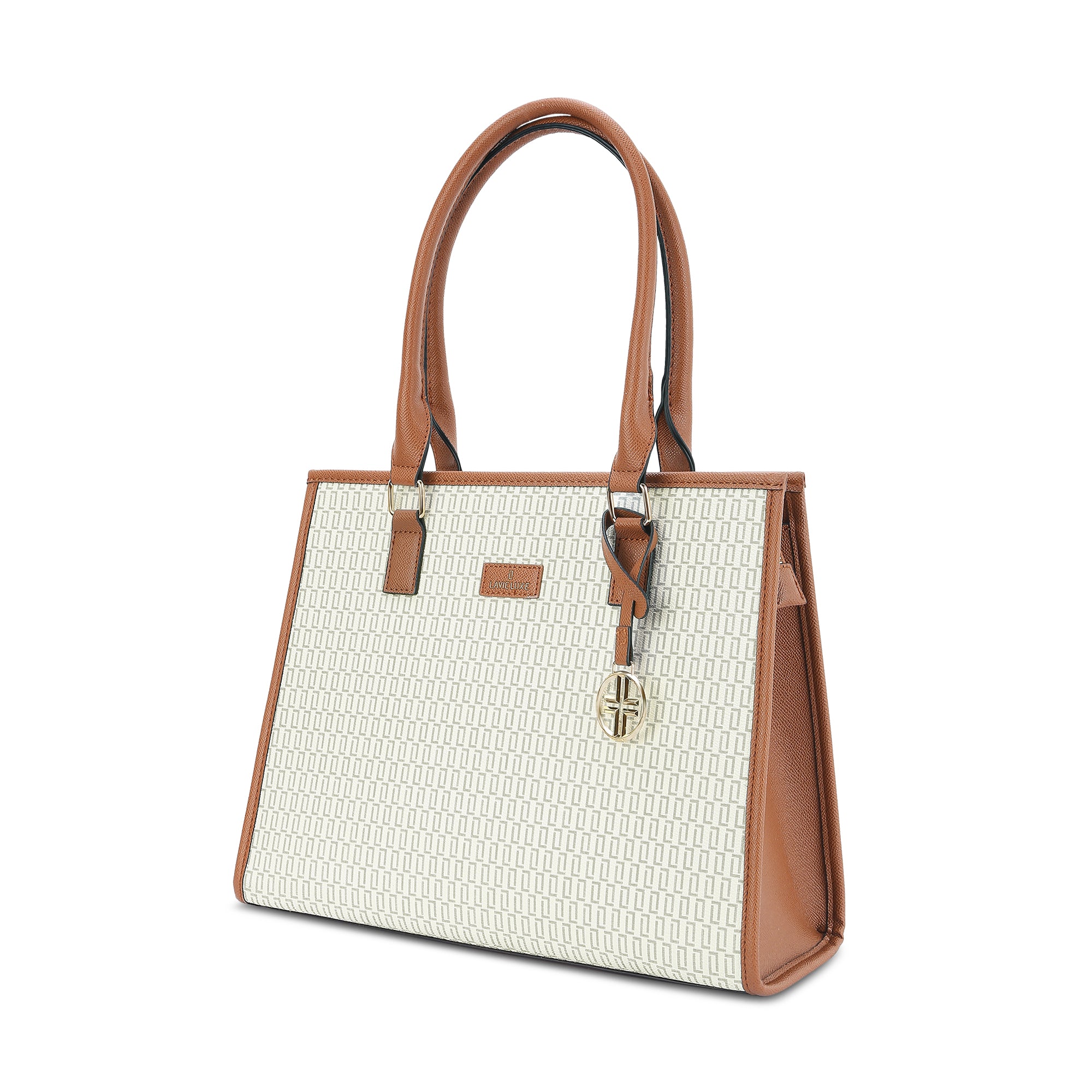 Lavie Luxe Monogram Quad Off White Large Women's Satchel