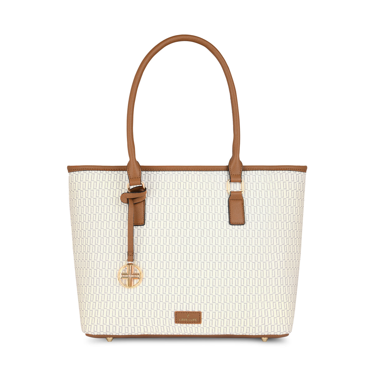Lavie Luxe Monogram Sherry Pro Off White Large Women's Tote