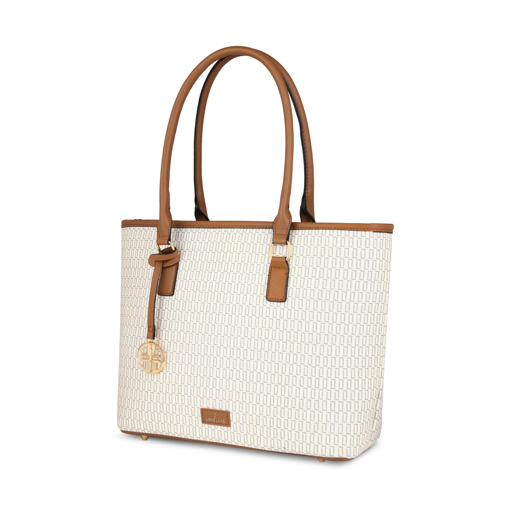 Lavie Luxe Monogram Sherry Pro Off White Large Women's Tote