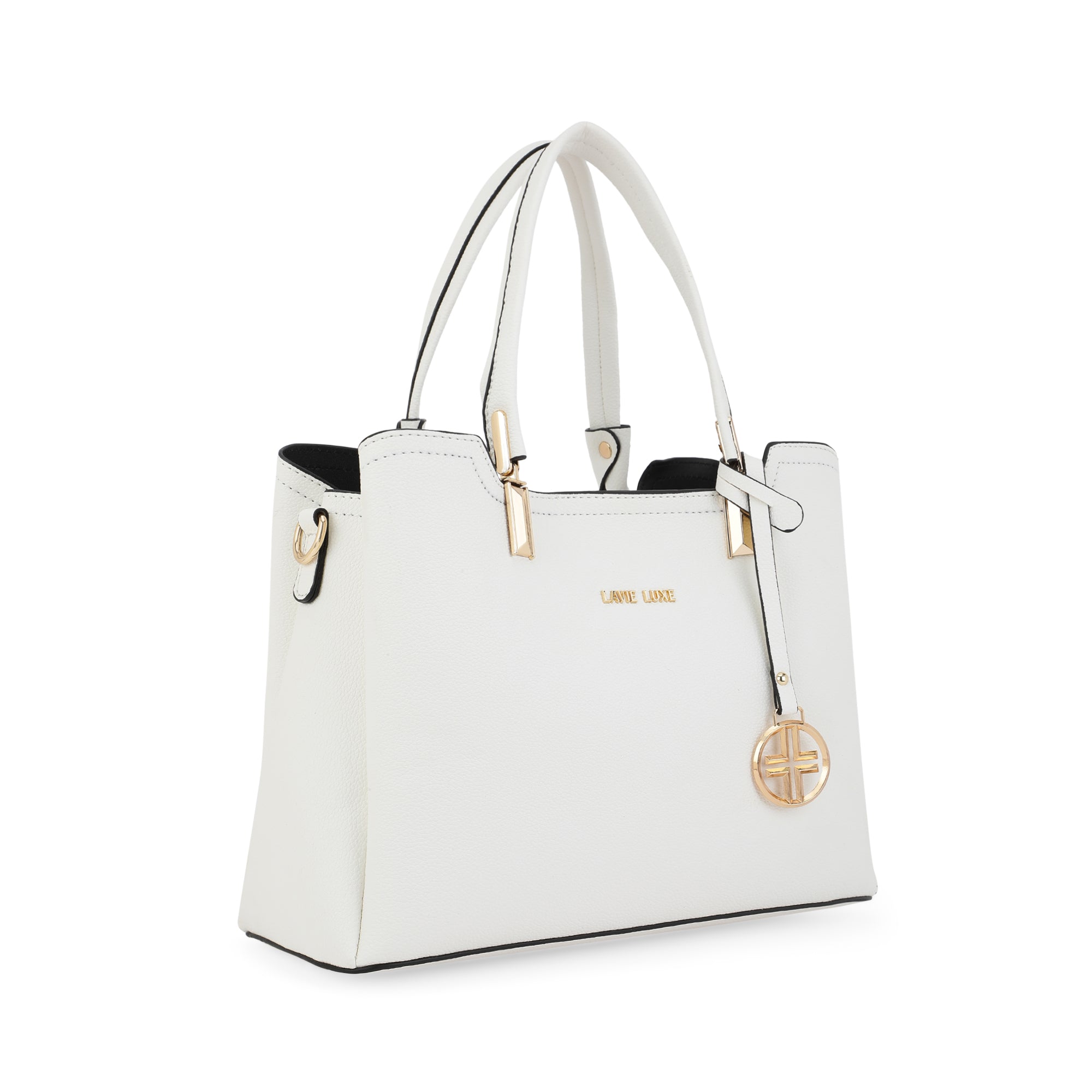 Lavie Luxe Azura Off White Medium Women's 3 Compartment Satchel
