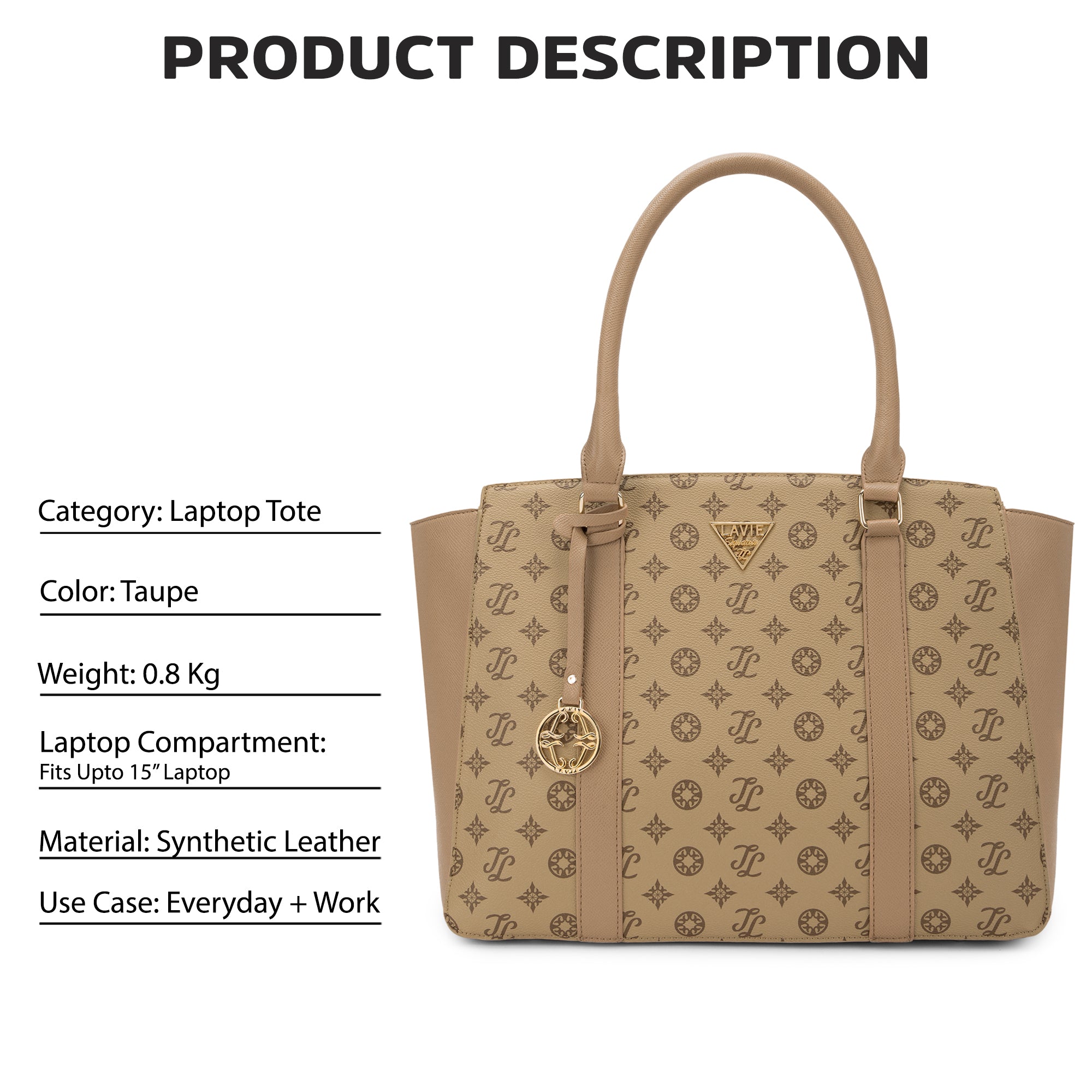 Lavie Signature Montana Large Taupe Womens Tote Bag
