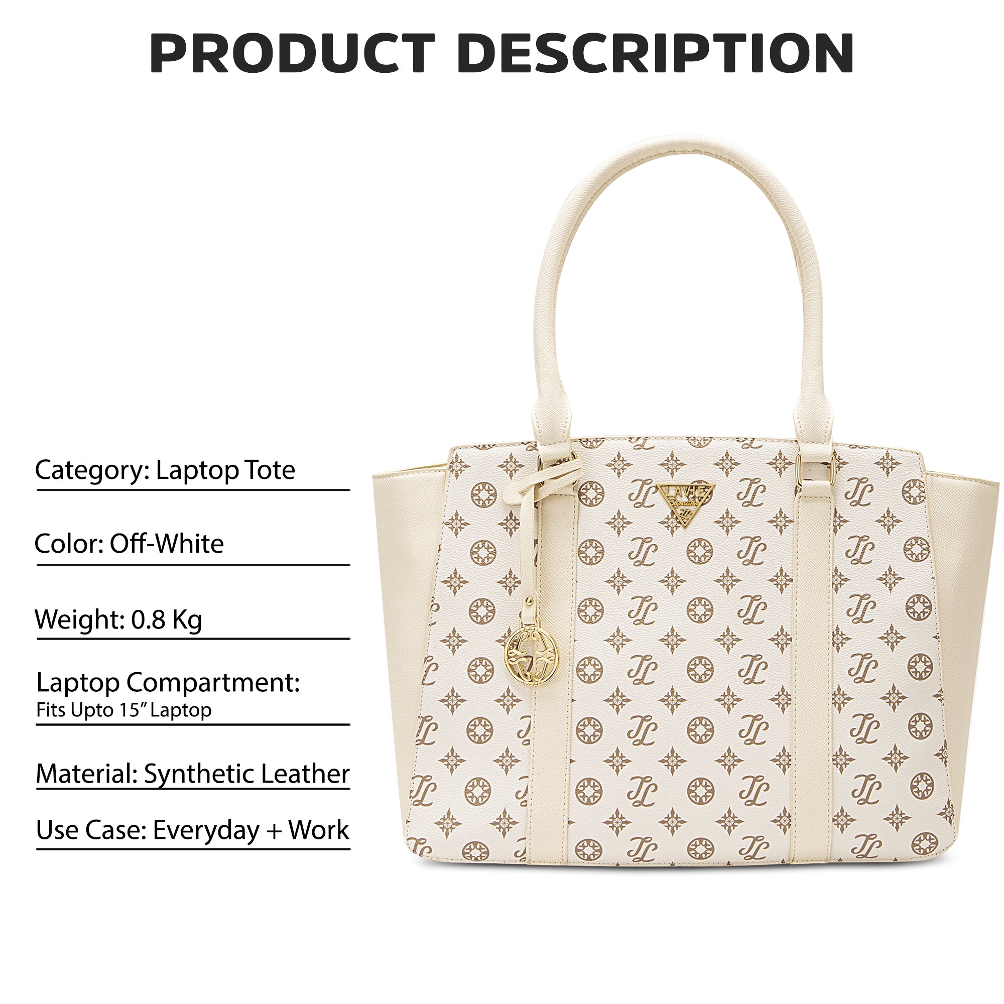 Lavie Signature Montana Large Off White Womens Tote Bag