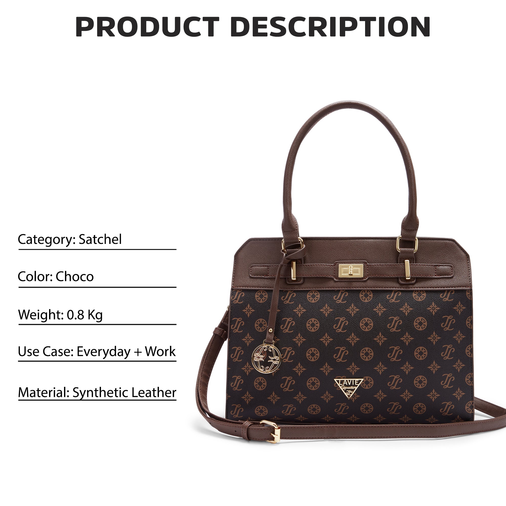 Lavie Signature Manhattan Medium Choco Womens Satchel