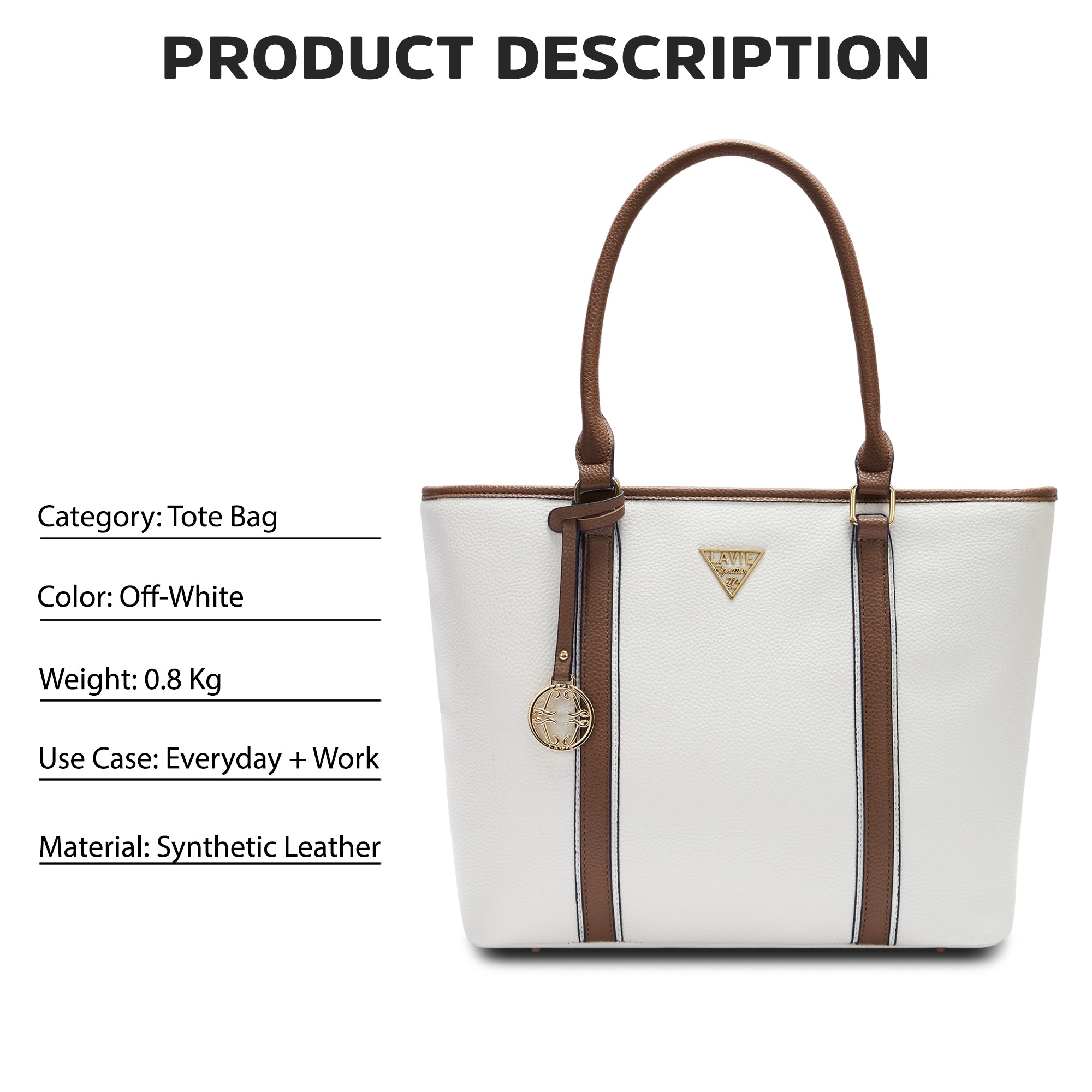 Lavie Signature Las Vegas Large Off White Womens Tote Bag