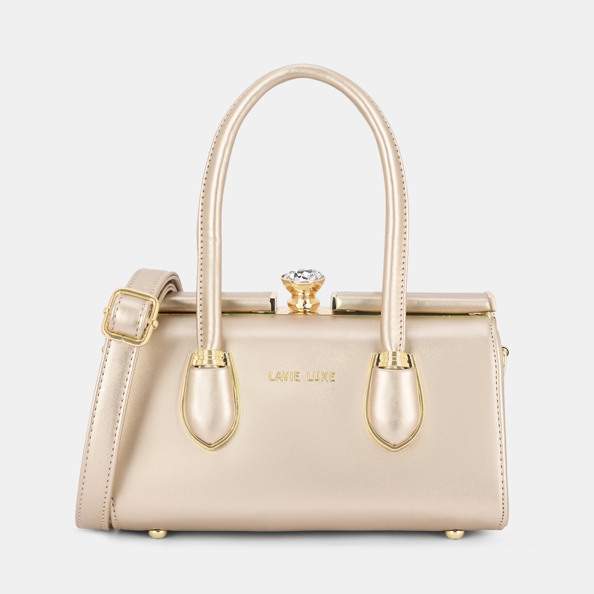 Lavie Luxe Dazzle Rose Gold Small Women's Framed Bag