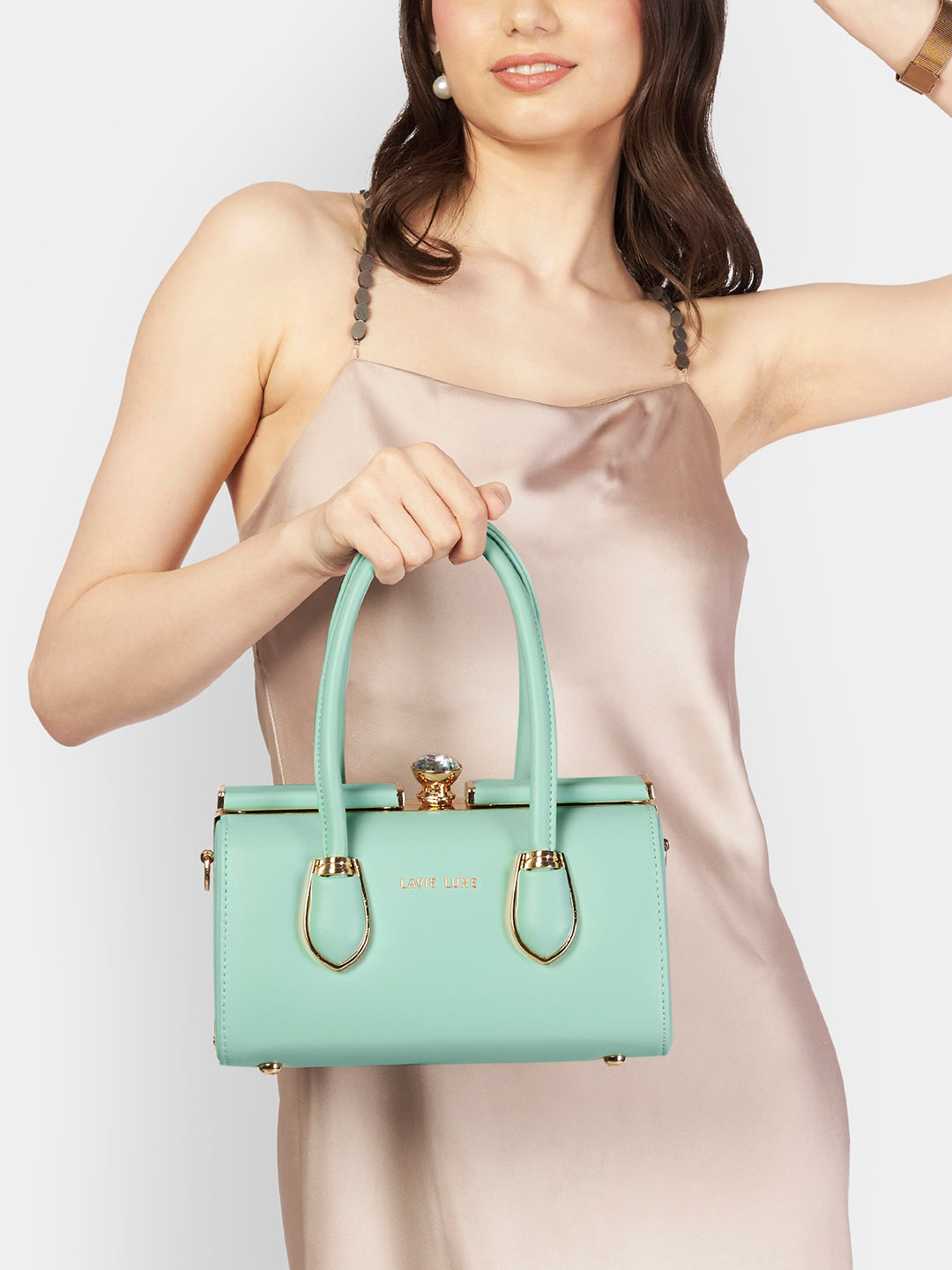 Lavie Luxe Dazzle Mint Small Women's Framed Bag