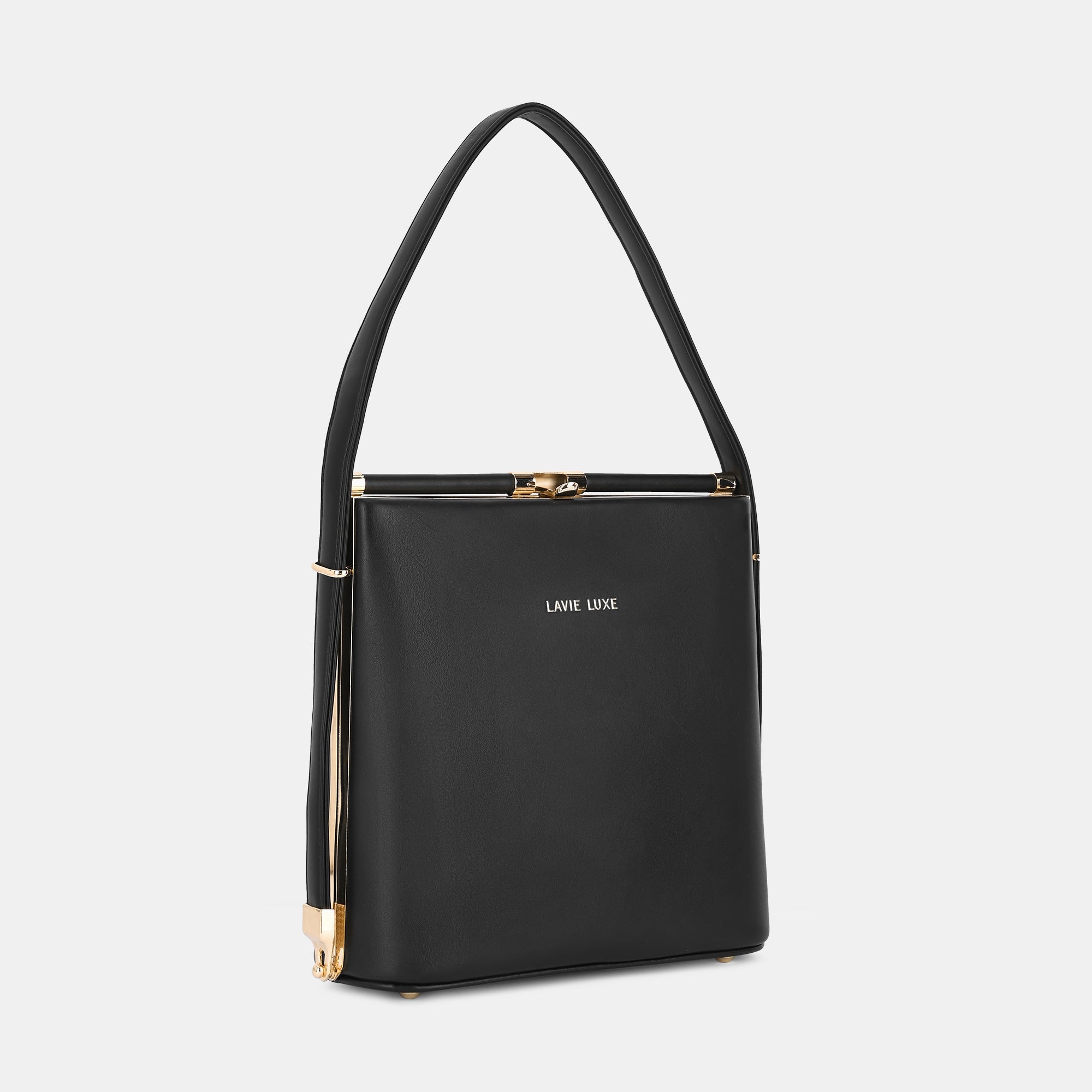 Lavie Luxe Glare Black Medium Women's Framed Bag