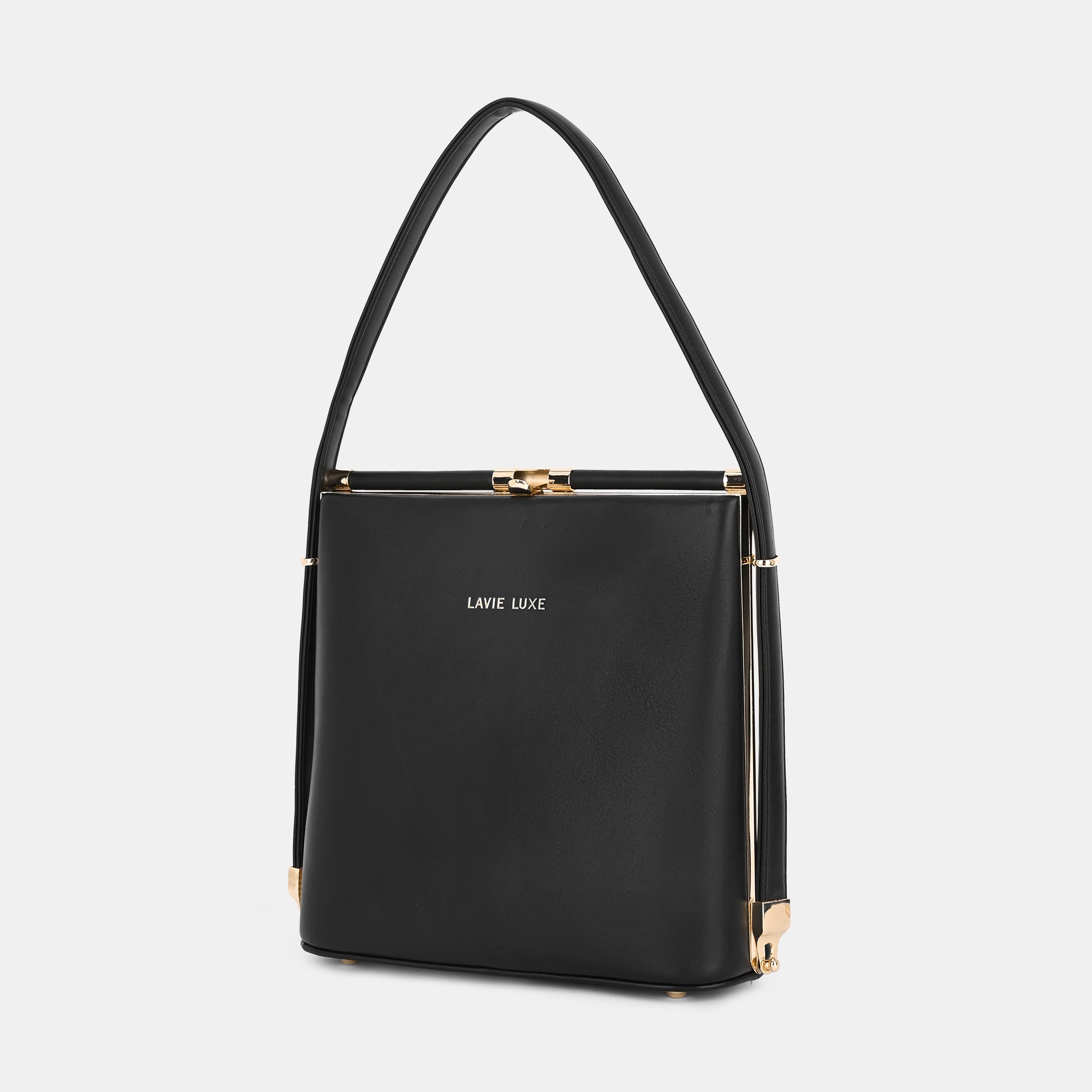 Lavie Luxe Glare Black Medium Women's Framed Bag