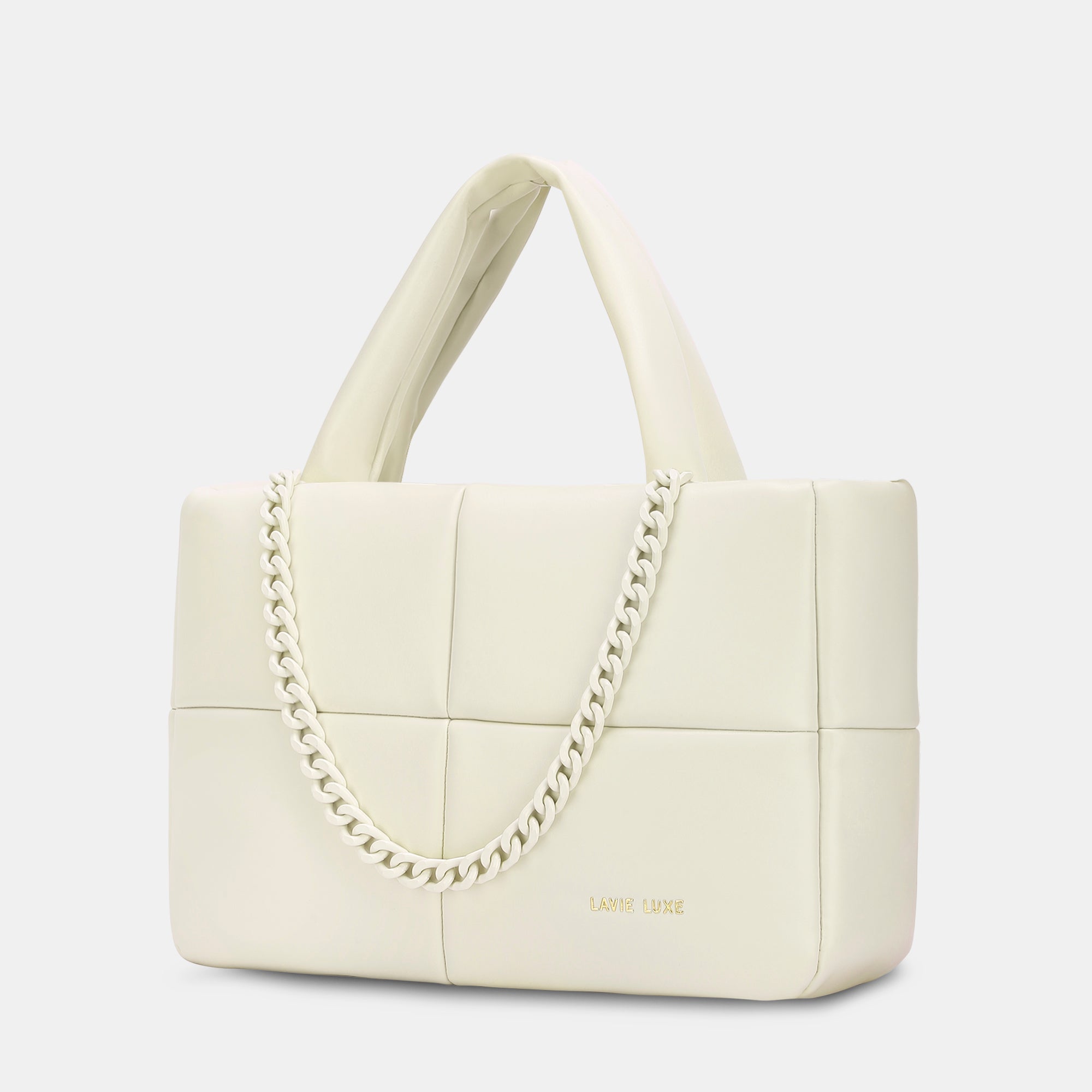 Lavie Luxe Puff Off White Small Women's Tote