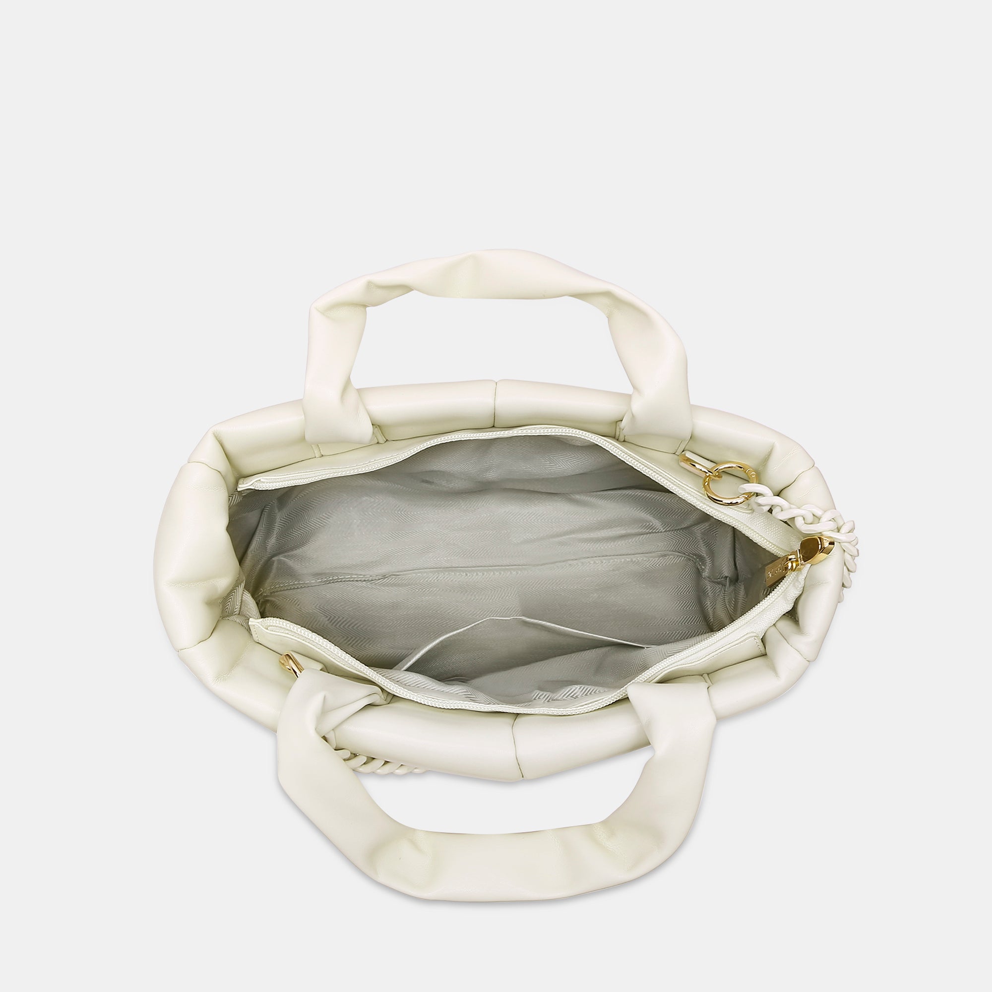 Lavie Luxe Puff Off White Small Women's Tote