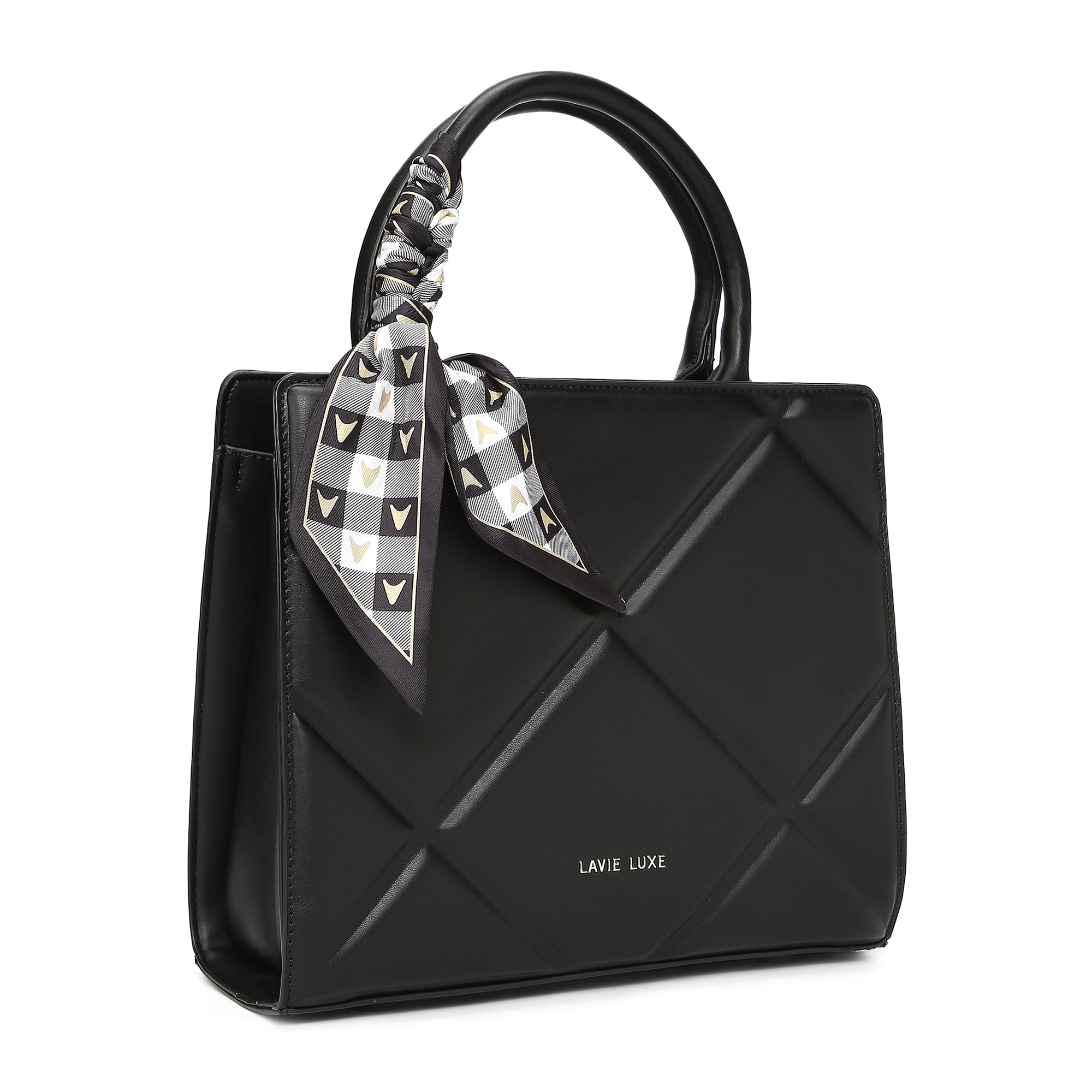 Lavie Luxe Quare Black Medium Women's Satchel