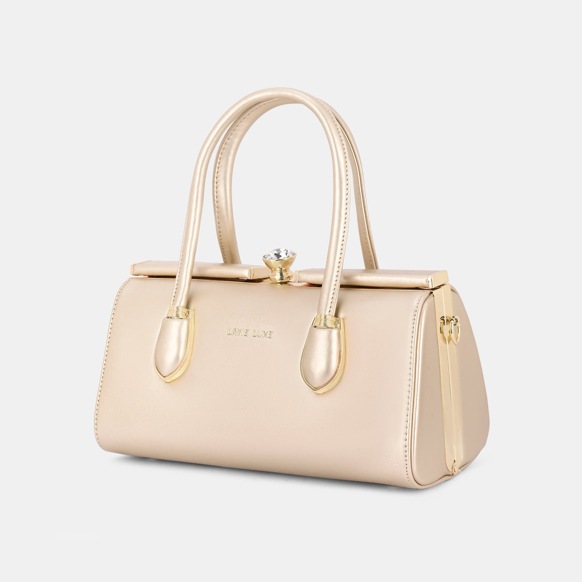Lavie Luxe Dazzle Rose Gold Medium Women's Framed Bag