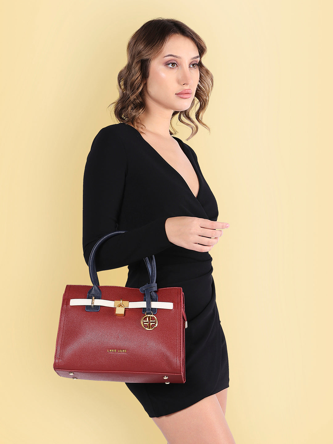 Lavie Luxe Strap Red Medium Women'S Satchel