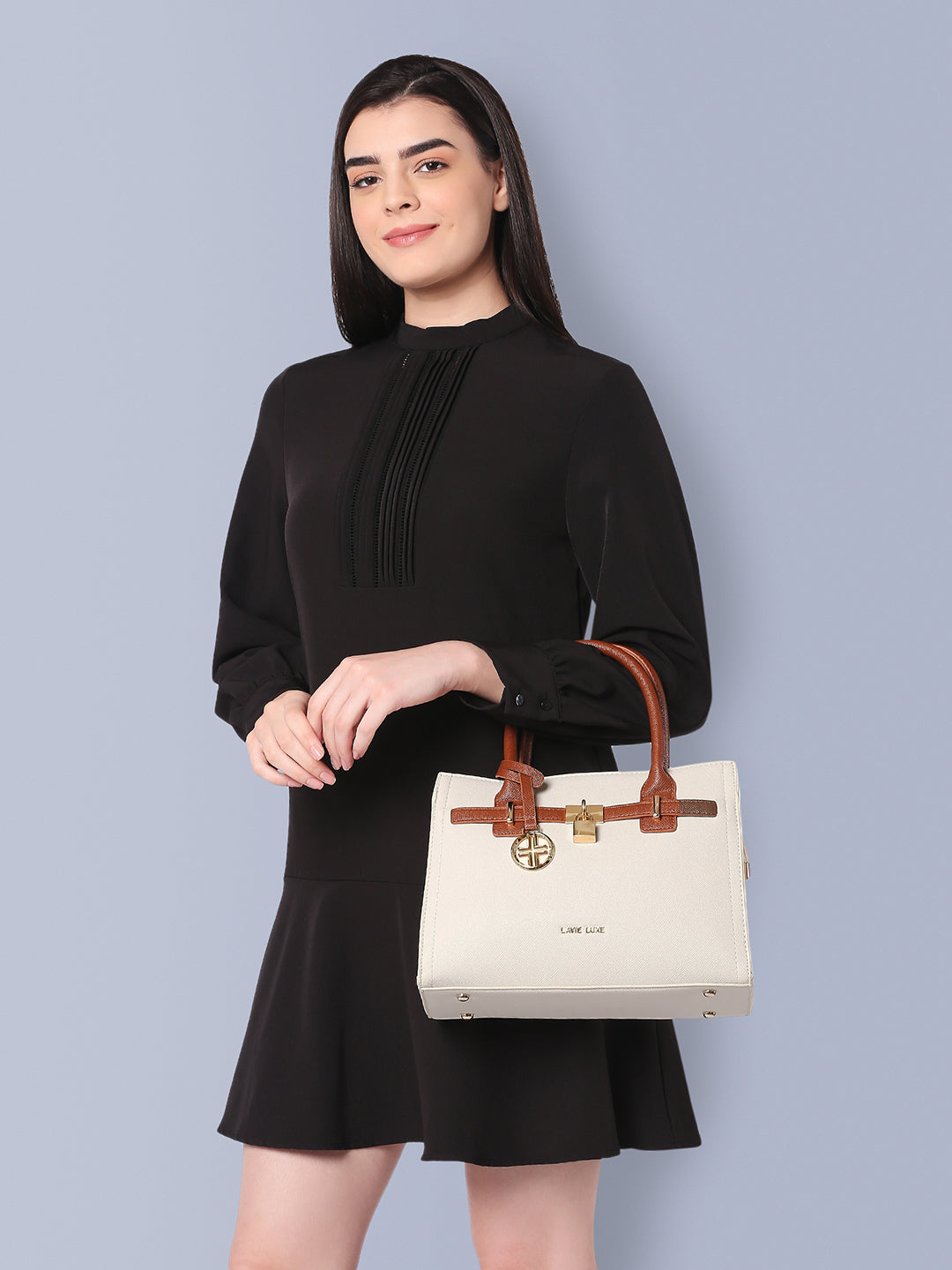 Lavie Luxe Strap Off White Medium Women'S Satchel