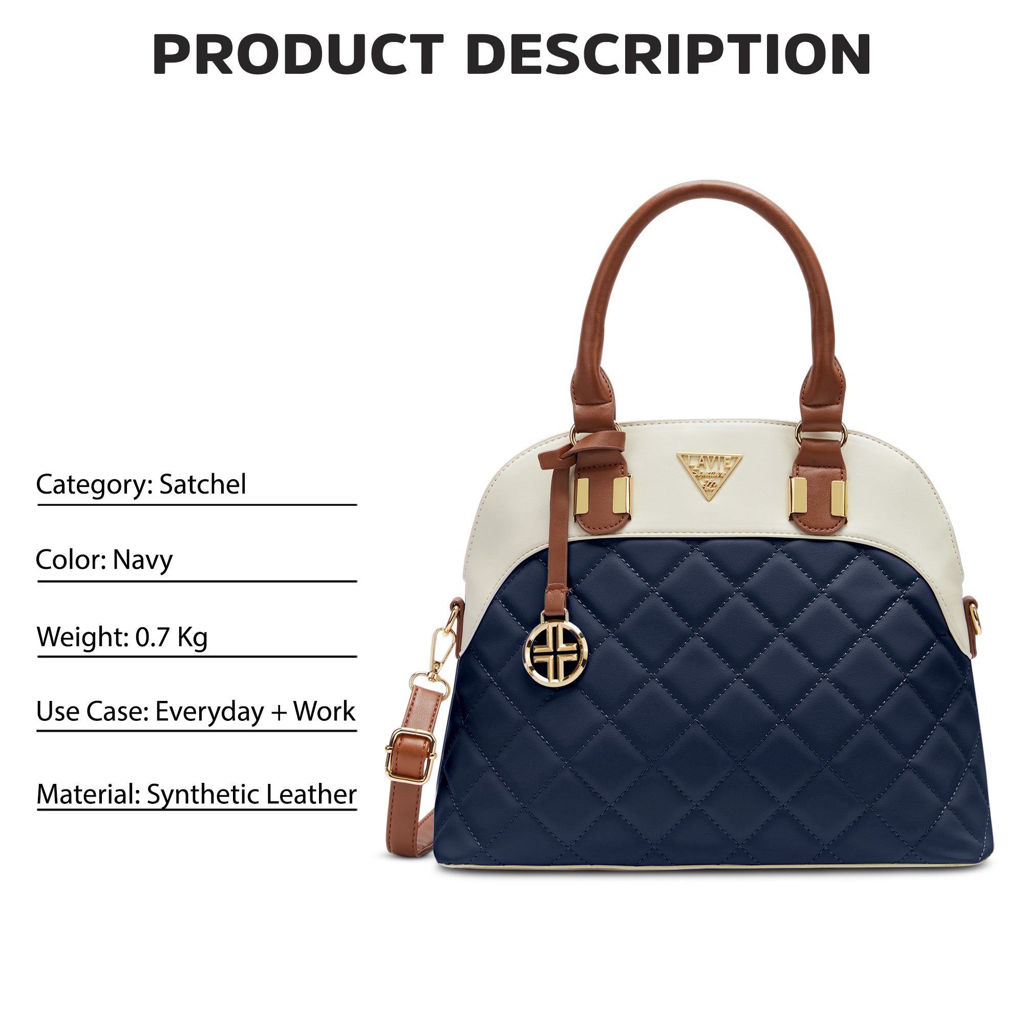 Lavie Signature Texas Medium Navy Womens Satchel